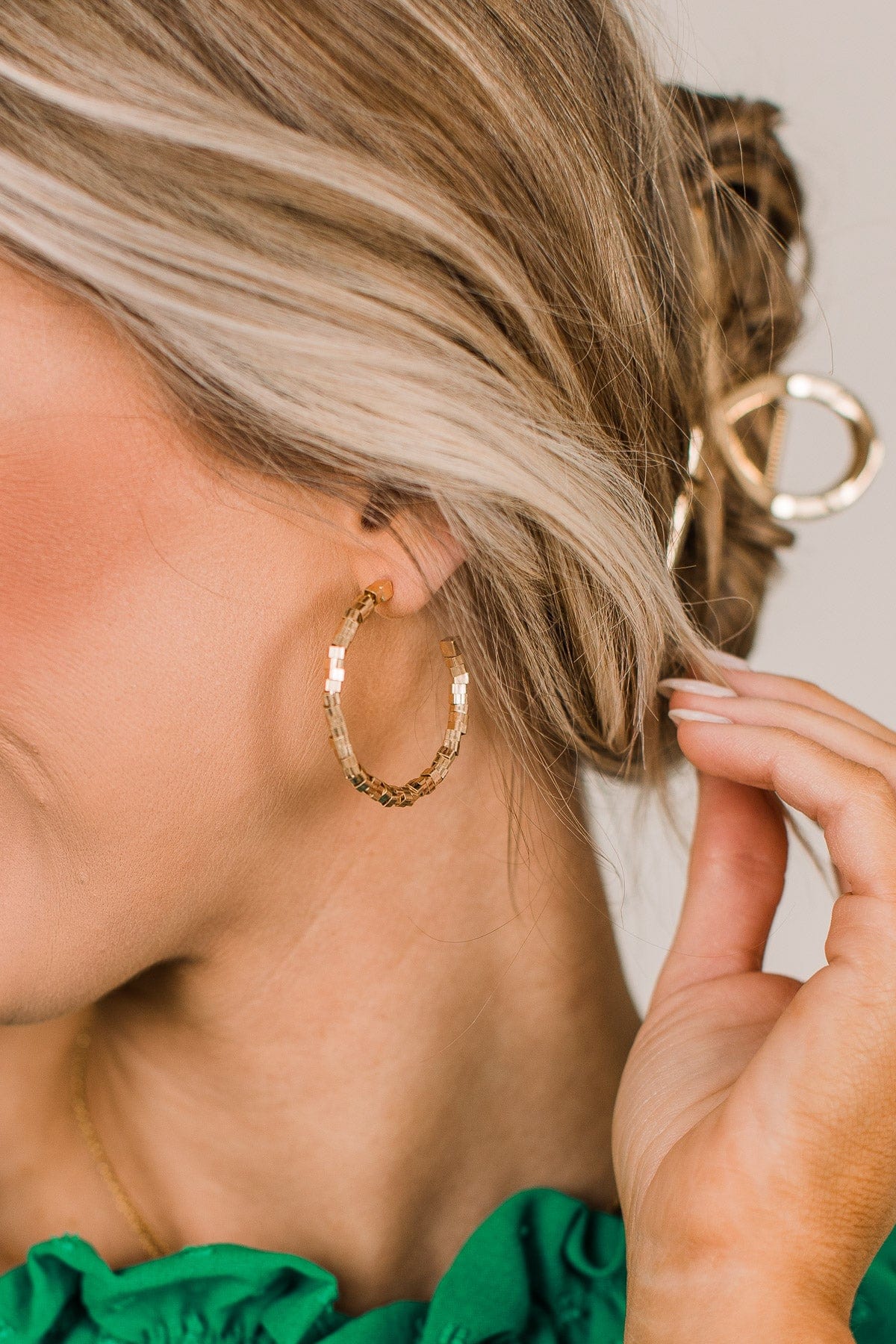 Dream Chaser C-Hoop Earrings- Gold - Image 2