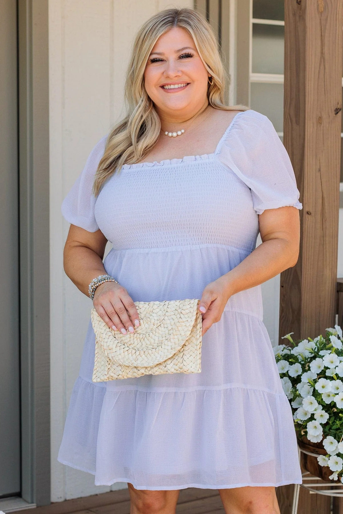 Dream Come True Smocked Dress- Dusty Blue - Image 6