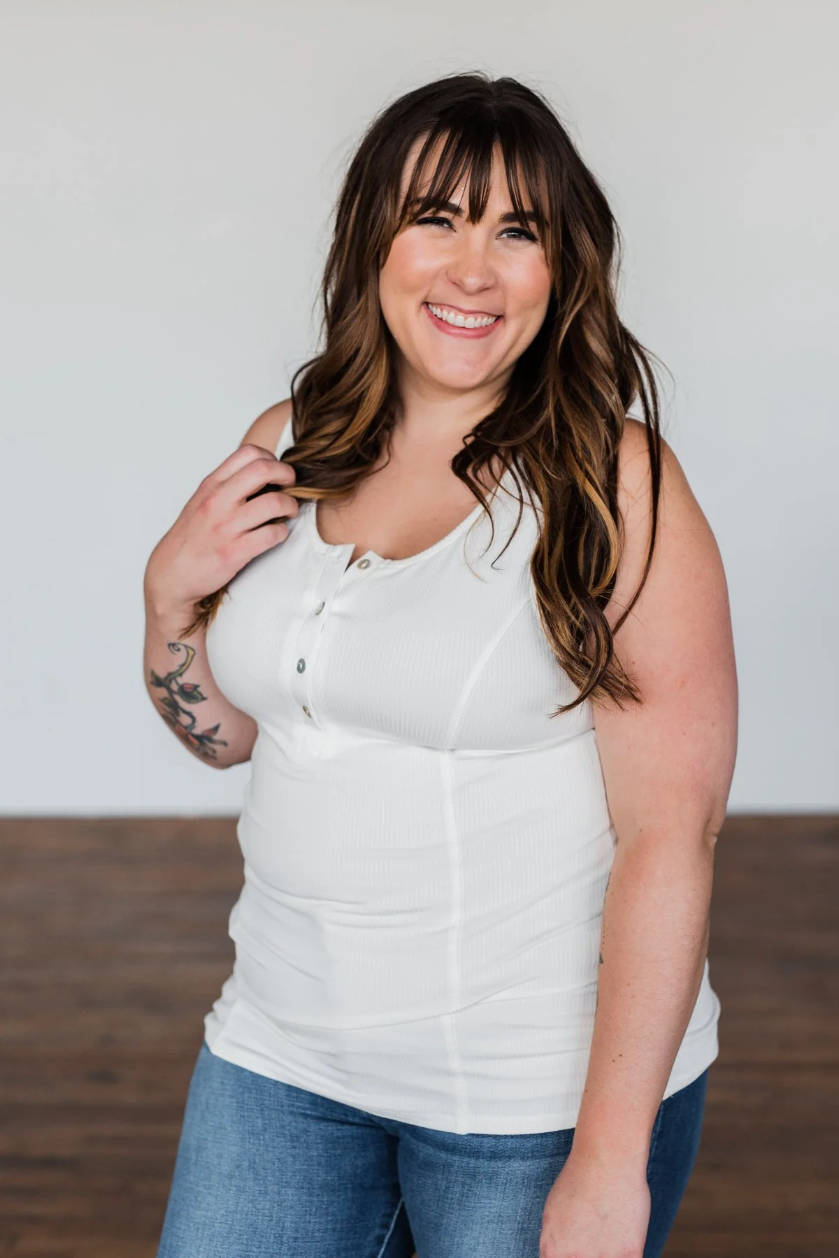 Dream Life Ribbed Button Tank Top- Ivory - Image 7