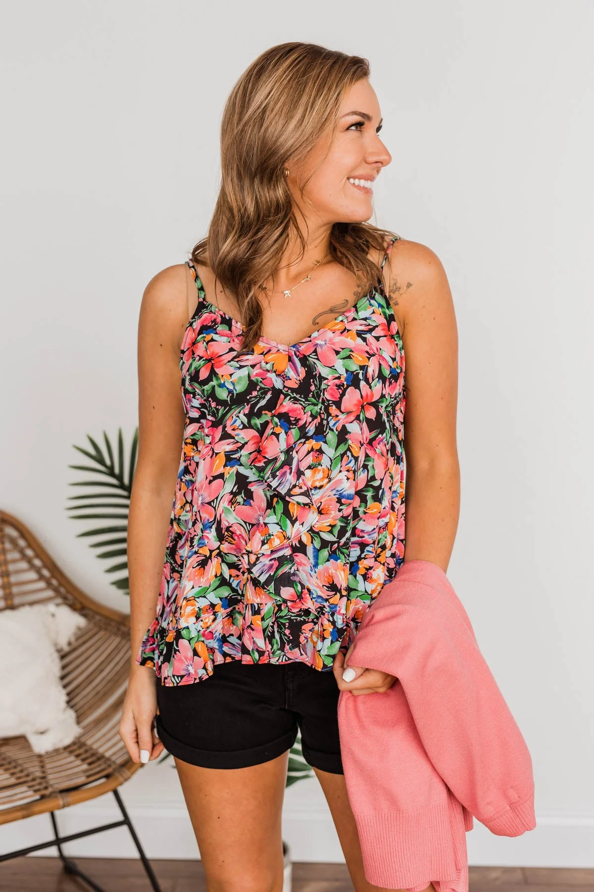 Dream Of The Beach Floral Tank- Black - Image 13