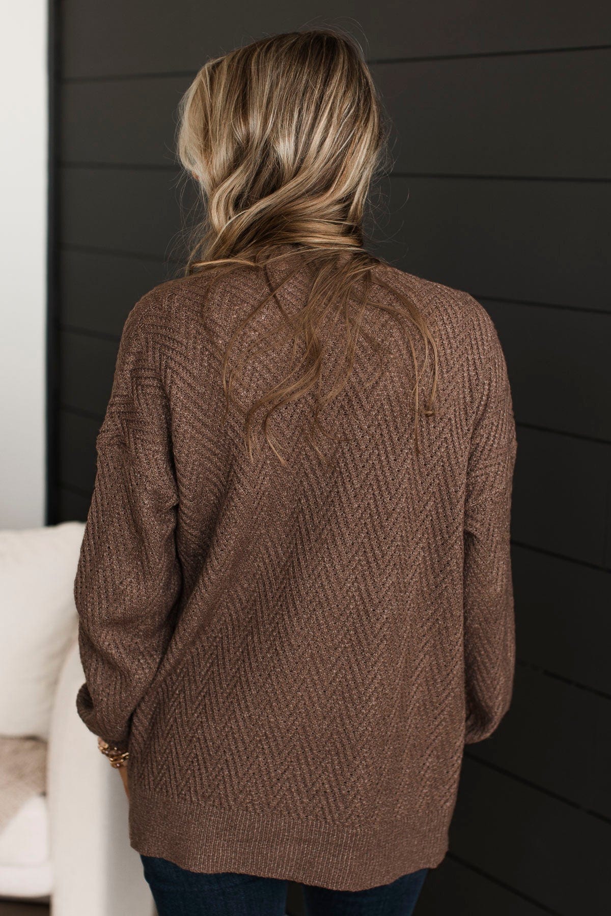 Dream Romance Open Front Cardigan- Dark Mocha - Image 7