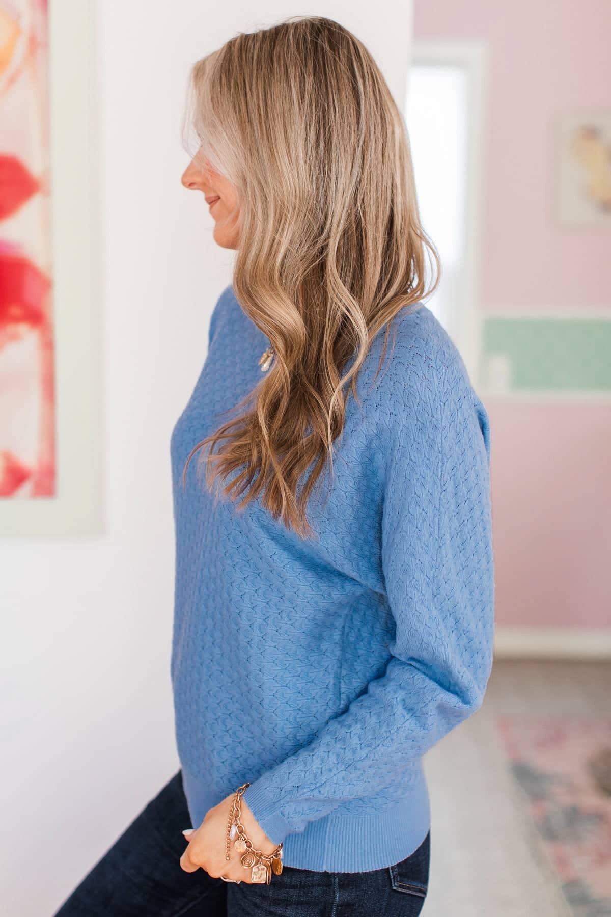 Dreamed Of This Romance Knit Sweater- French Blue - Image 6
