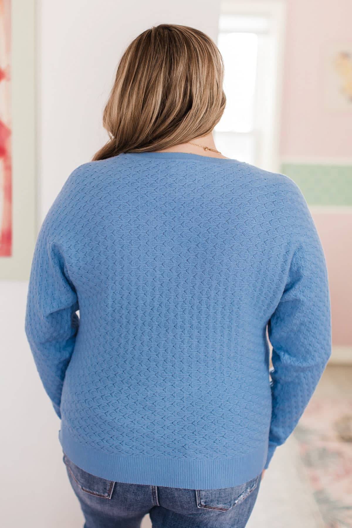 Dreamed Of This Romance Knit Sweater- French Blue - Image 7