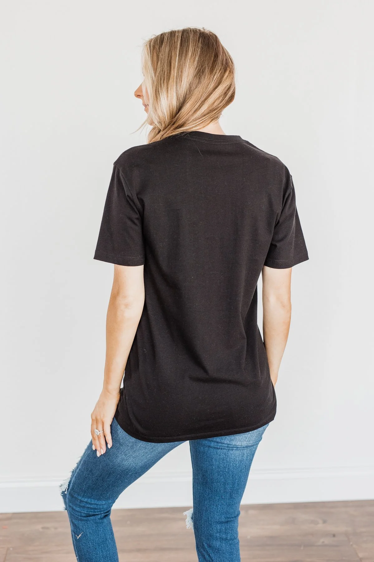 "Dreamer. Somewhere" Leopard Graphic Tee- Black - Image 5