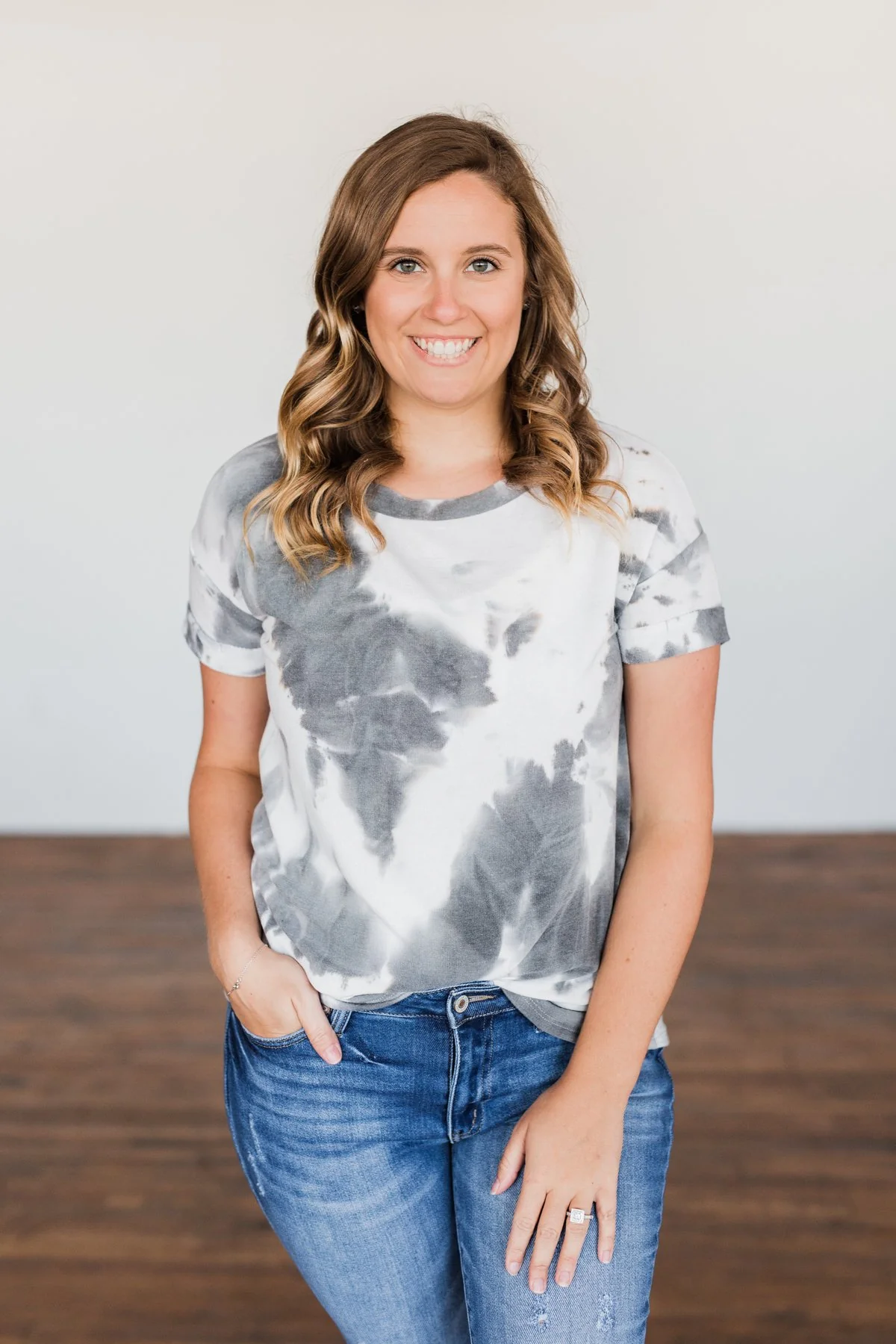 Dreaming A New Dream Tie Dye Top- Charcoal & Ivory - Image 3