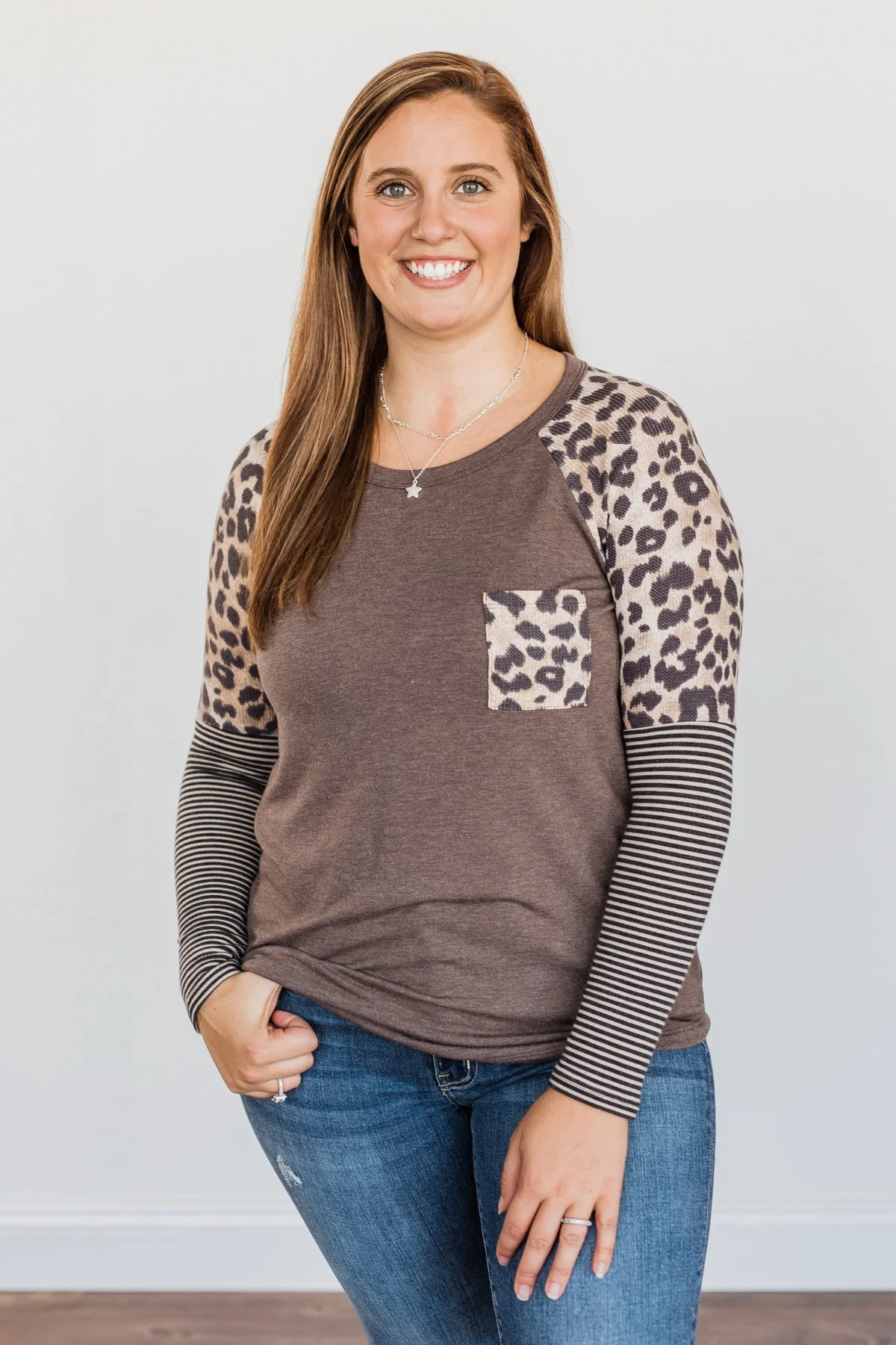 Dreaming About Us Leopard Pocket Top- Brown - Image 6