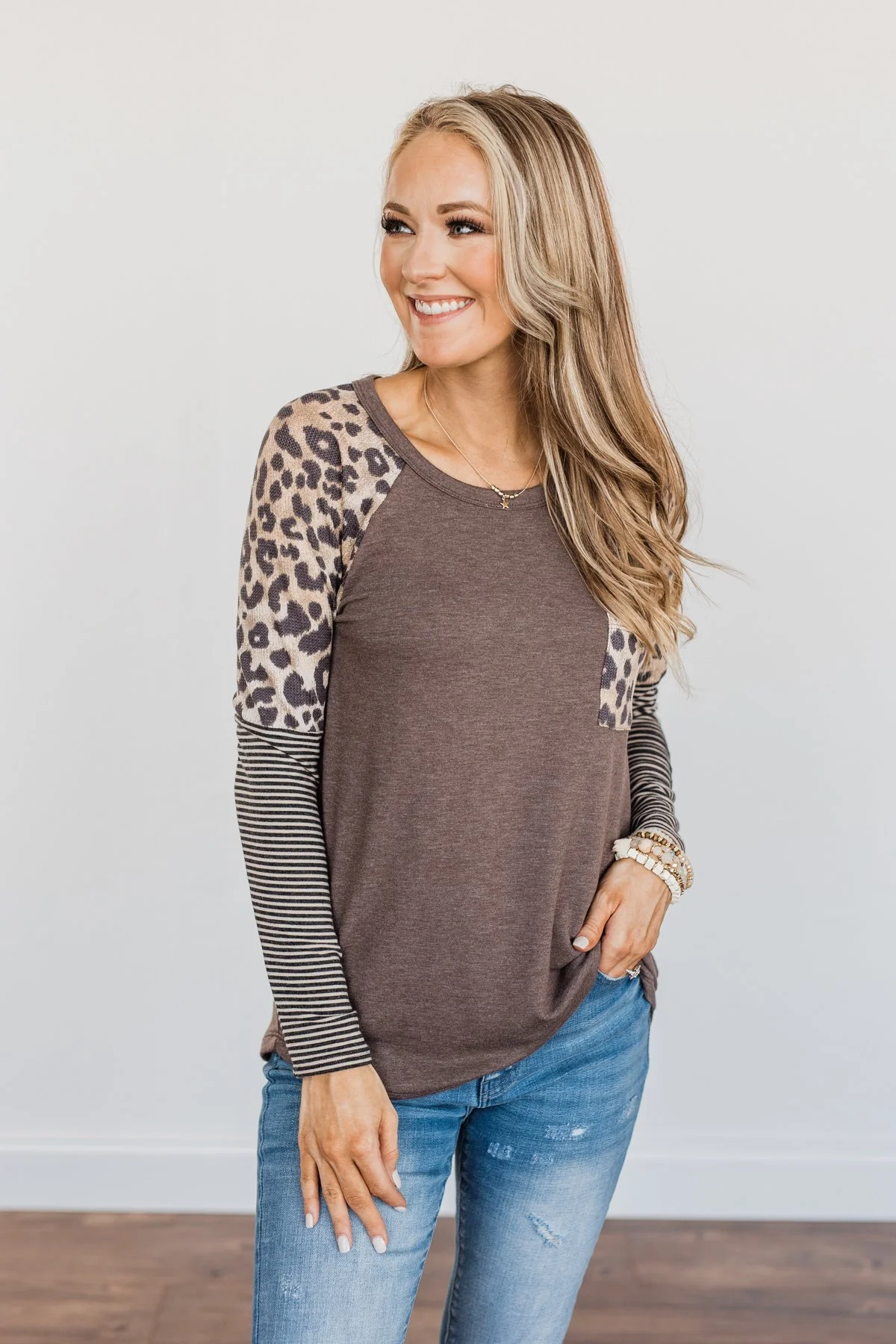 Dreaming About Us Leopard Pocket Top- Brown - Image 8
