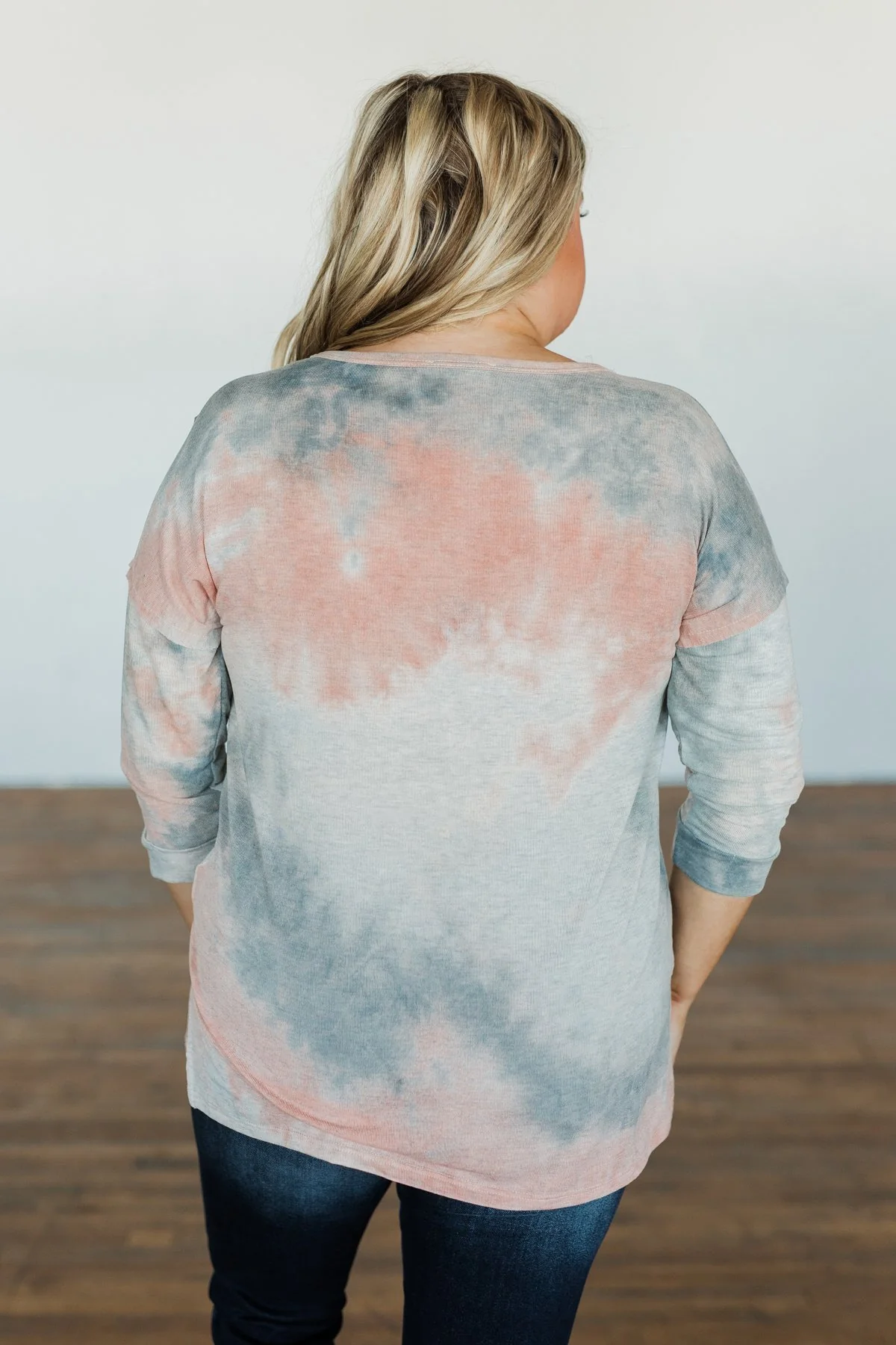 Dreaming In Color Tie Dye Top- Grey, Blue, Peach - Image 7