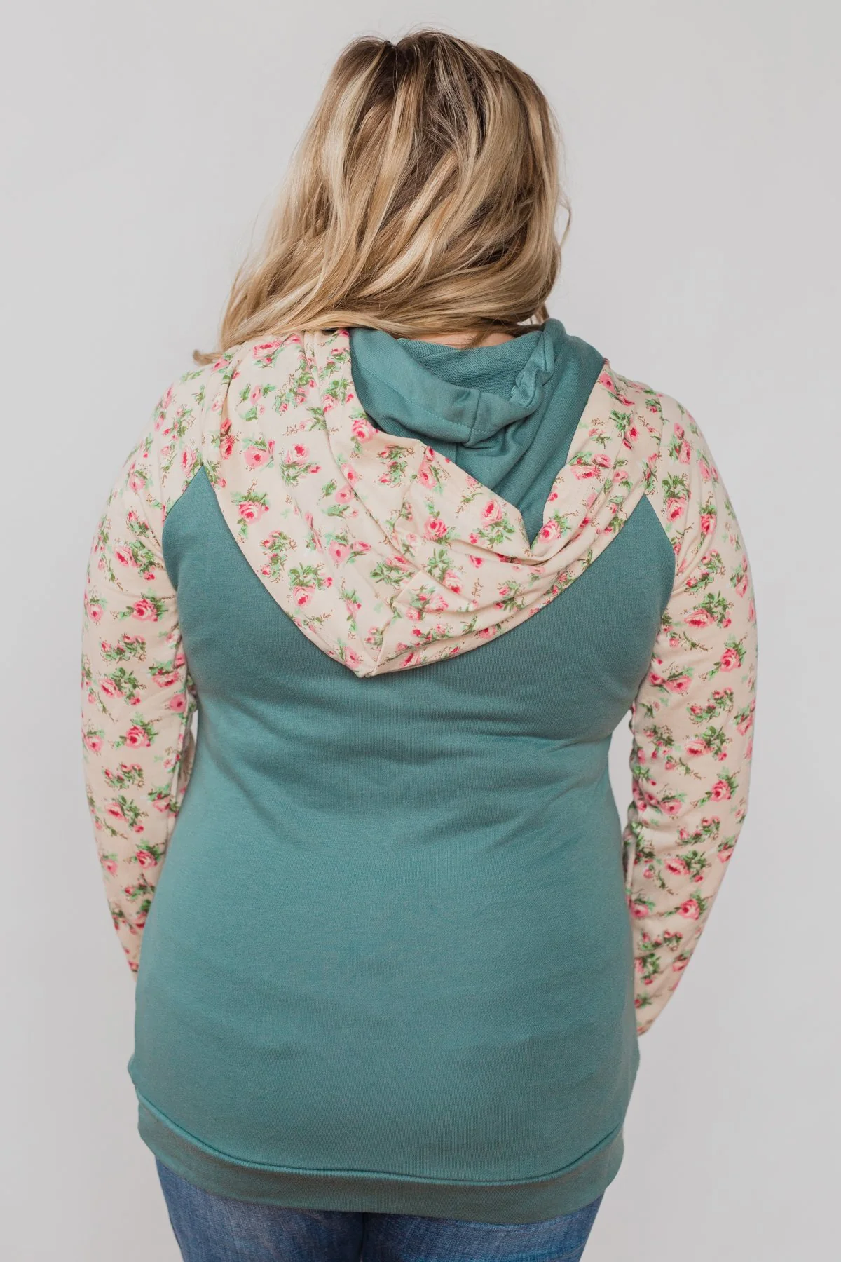 Dreaming of Spring Floral Hoodie - Antique Teal - Image 15