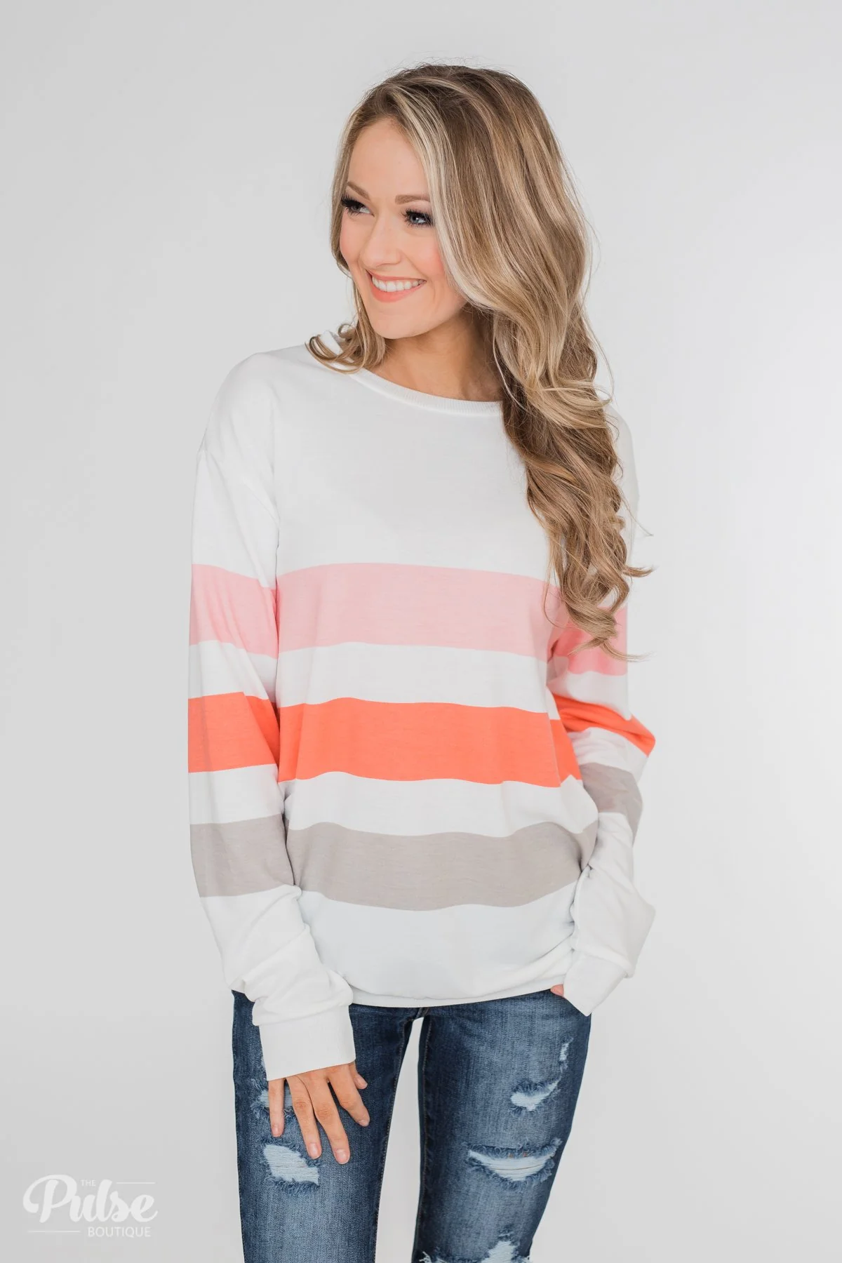 Dreaming of Spring Striped Pullover Top- Ivory - Image 3