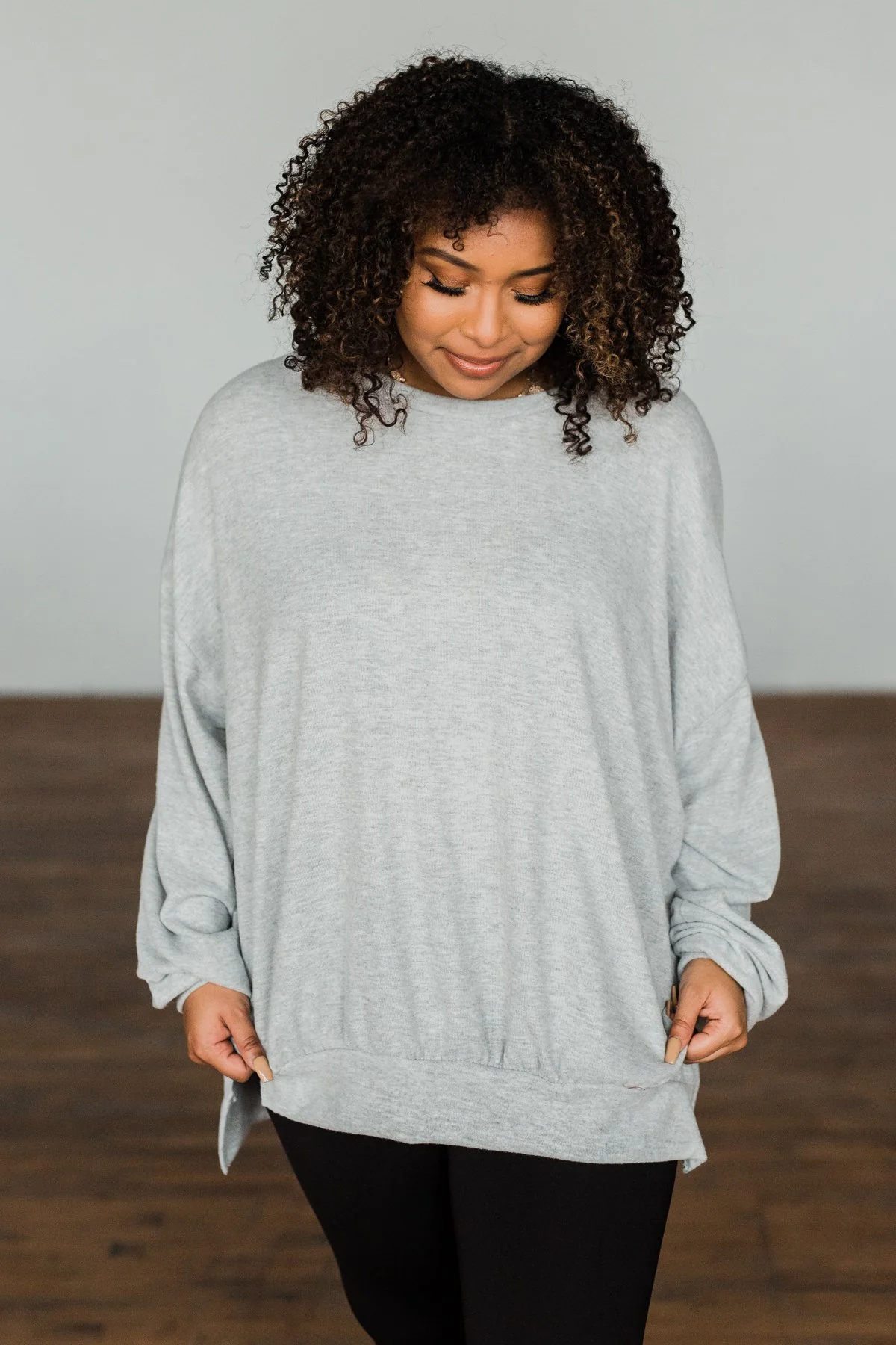 Dreaming Of The Day Oversized Pullover Top- Light Grey - Image 5