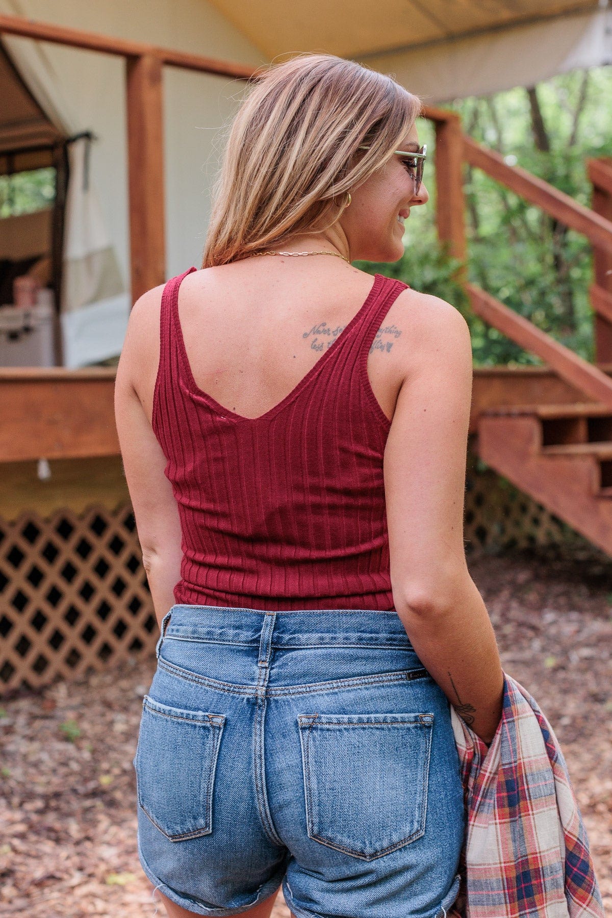 Dreaming Of This Ribbed Tank Top- Burgundy - Image 11