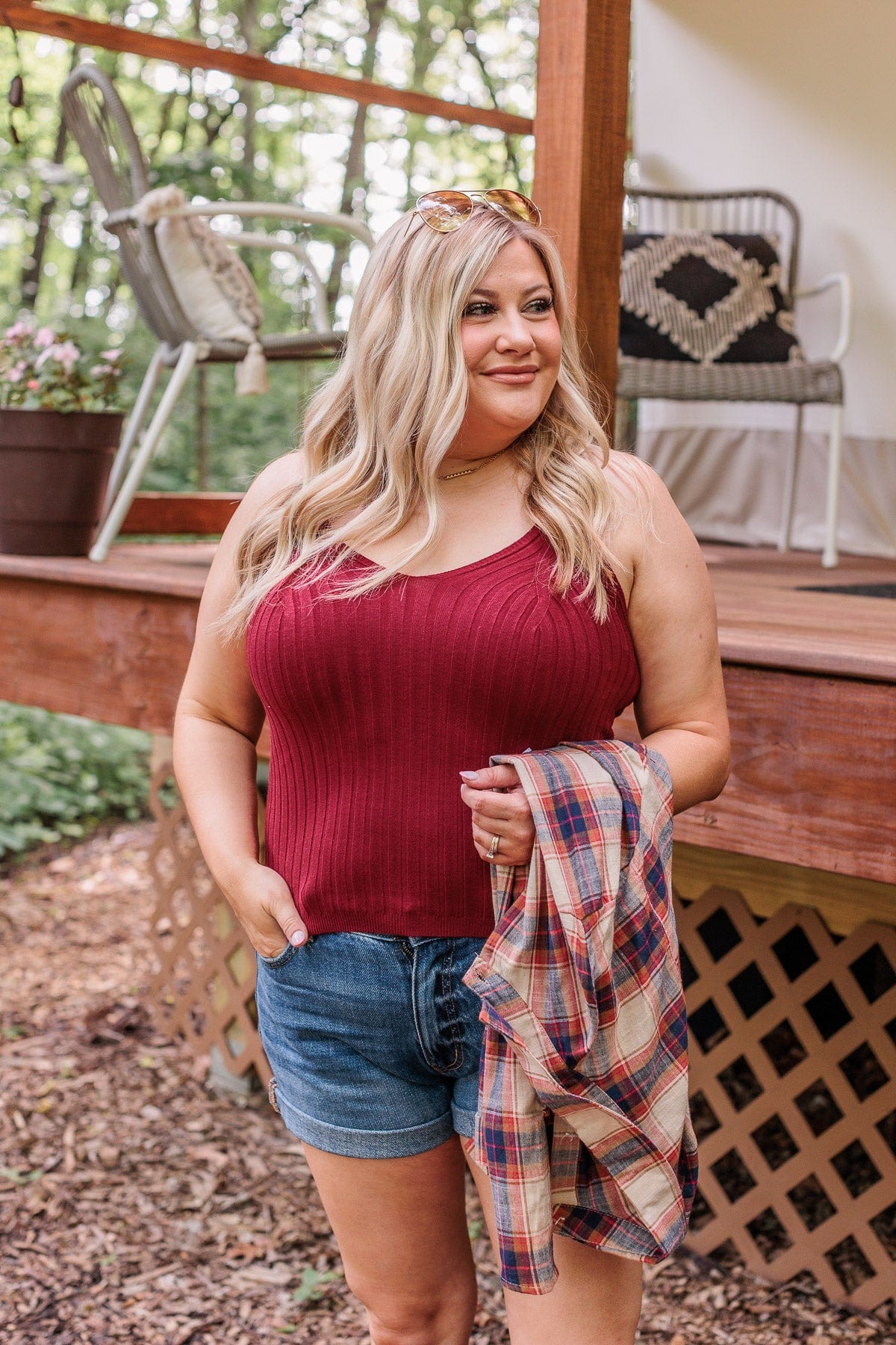 Dreaming Of This Ribbed Tank Top- Burgundy - Image 2