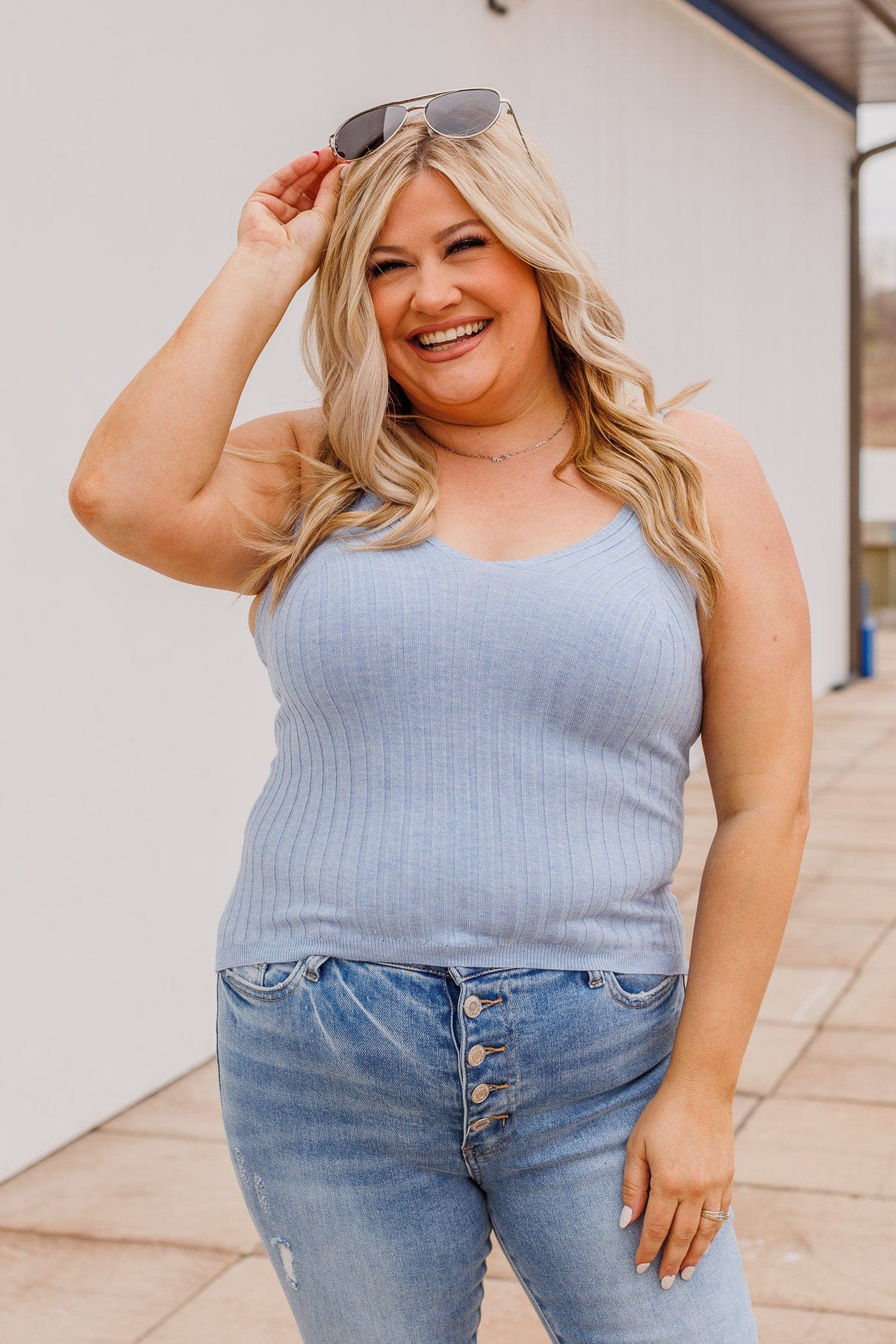 Dreaming Of This Ribbed Tank Top- Periwinkle - Image 2