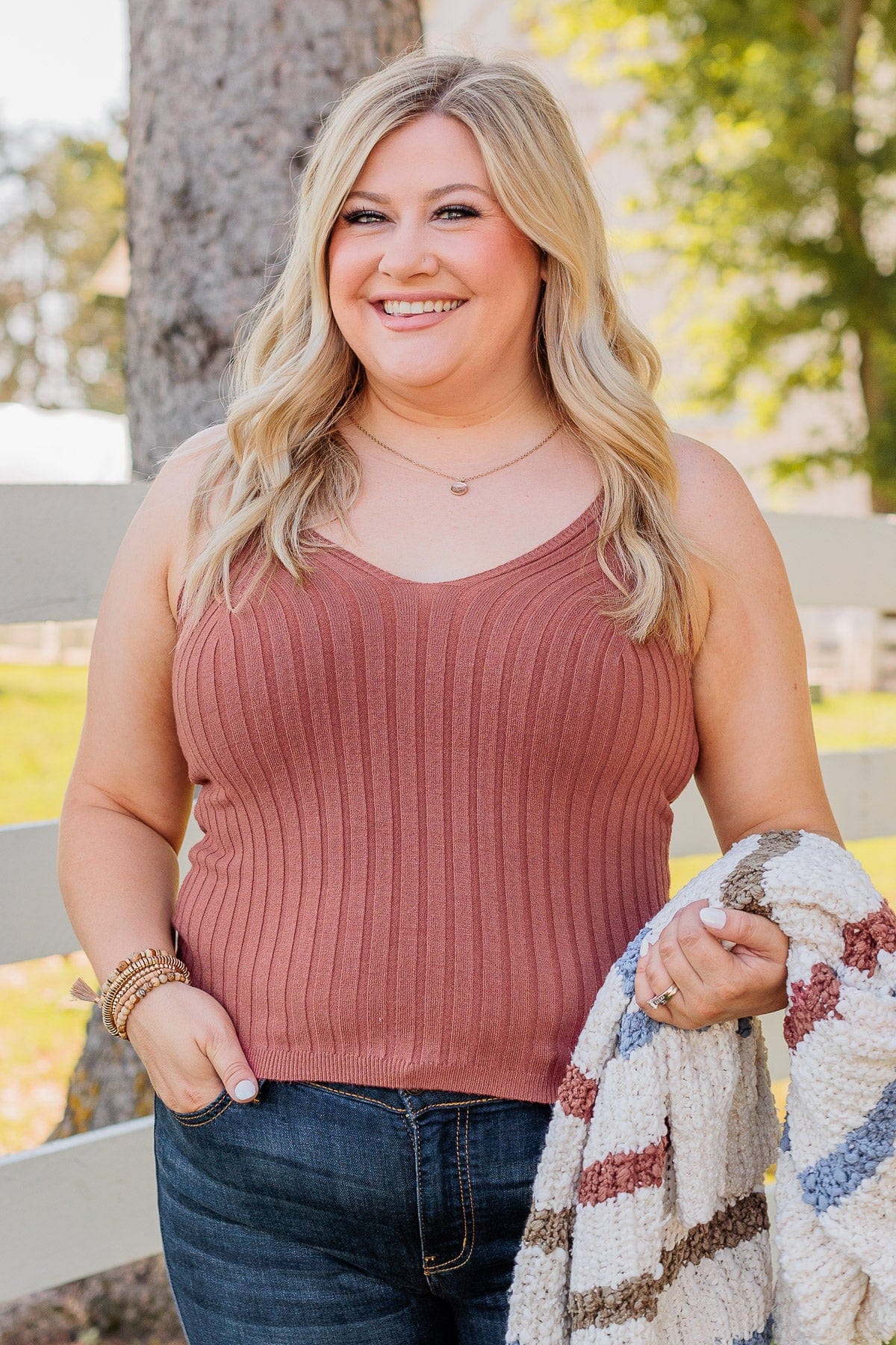 Dreaming Of This Ribbed Tank Top- Rust - Image 2