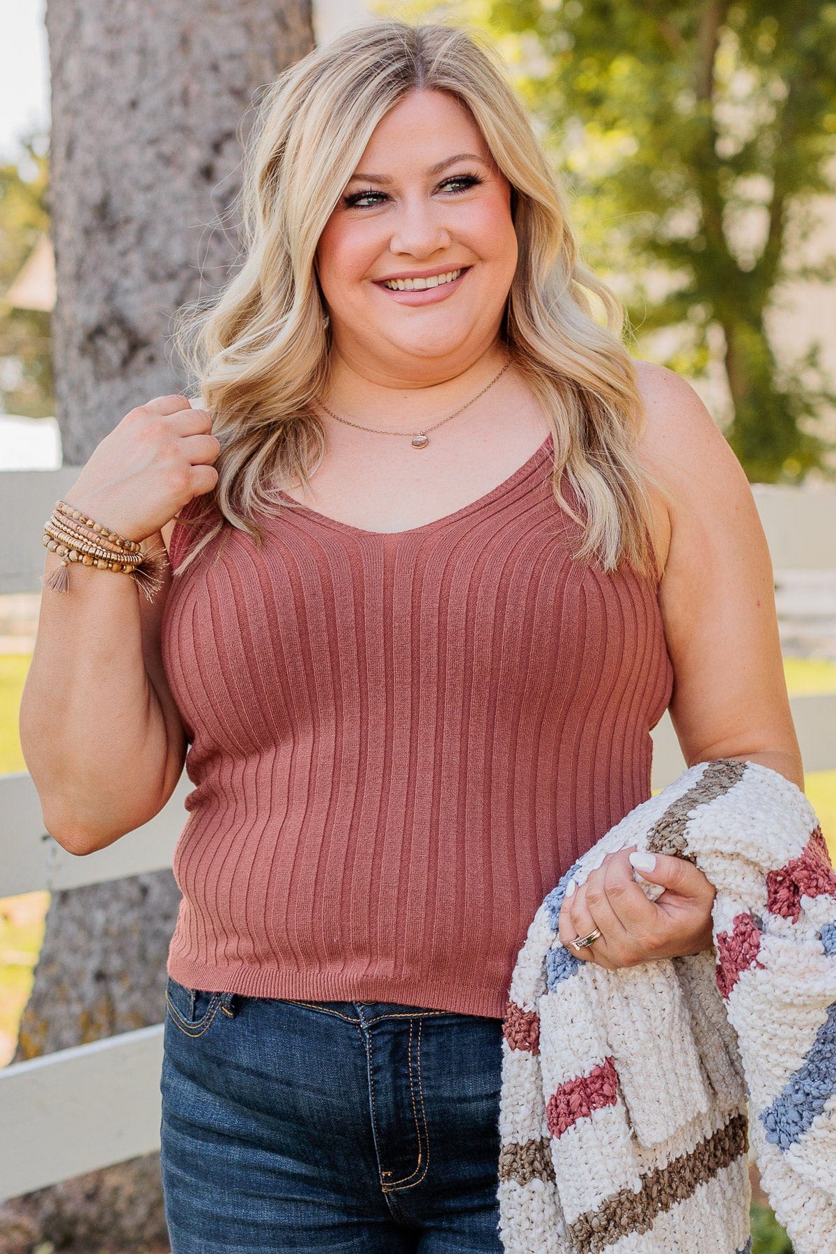 Dreaming Of This Ribbed Tank Top- Rust - Image 5