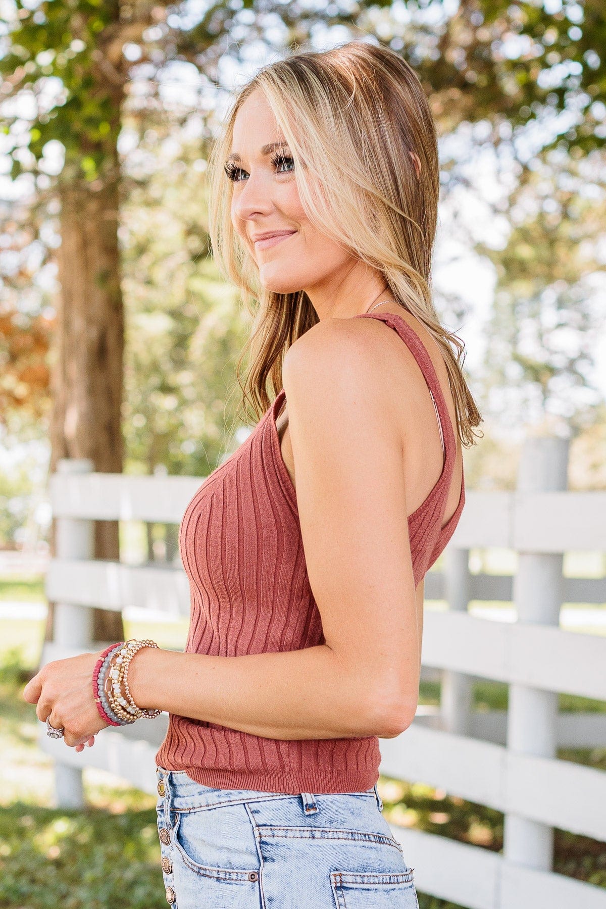 Dreaming Of This Ribbed Tank Top- Rust - Image 7
