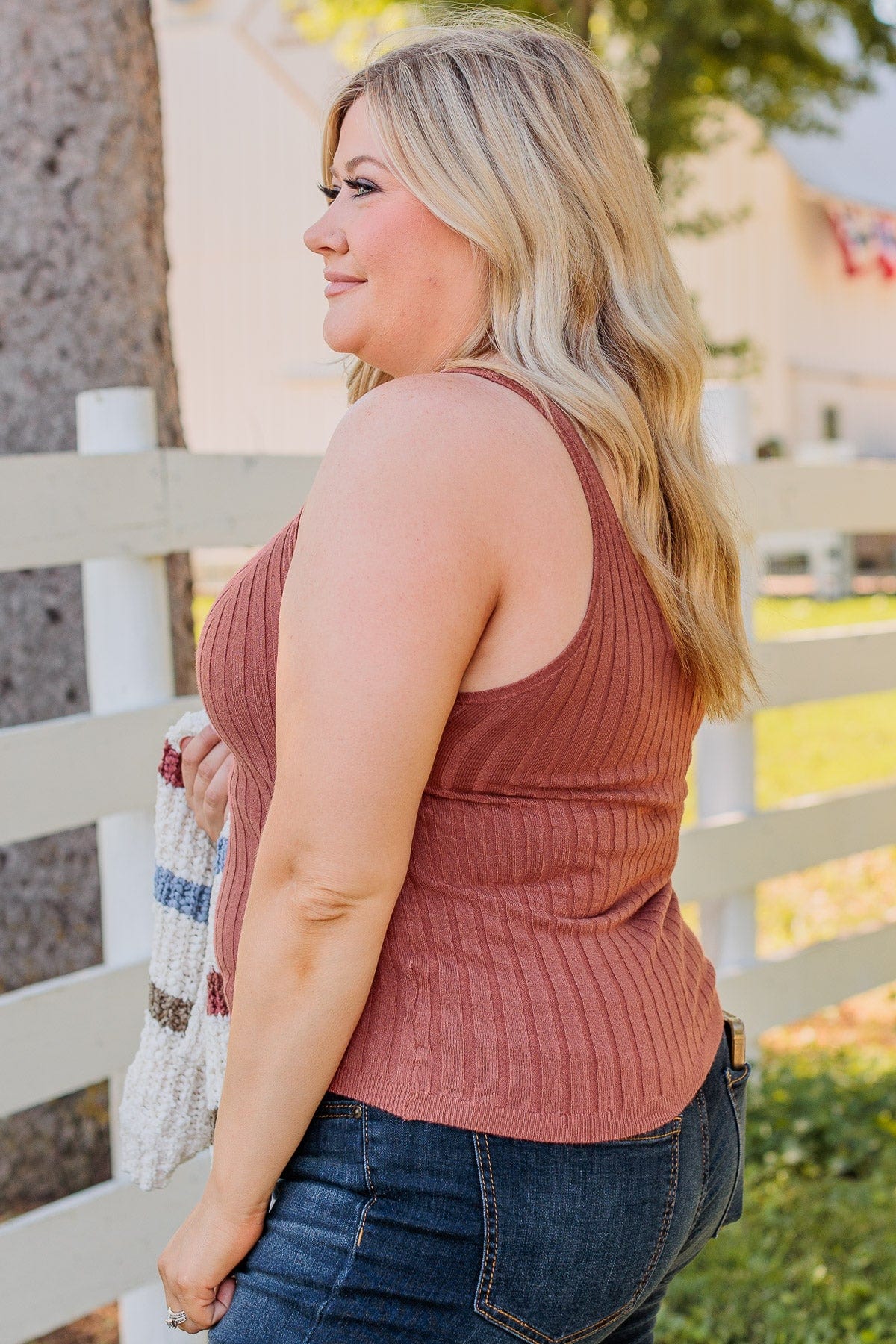 Dreaming Of This Ribbed Tank Top- Rust - Image 8