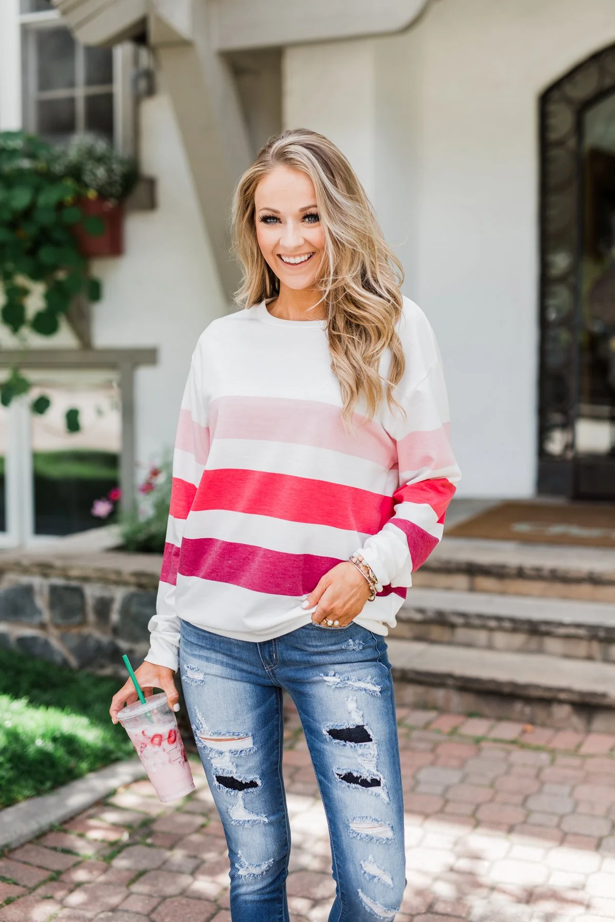 Dreaming of You Striped Pullover Top- Berry Mix - Image 4