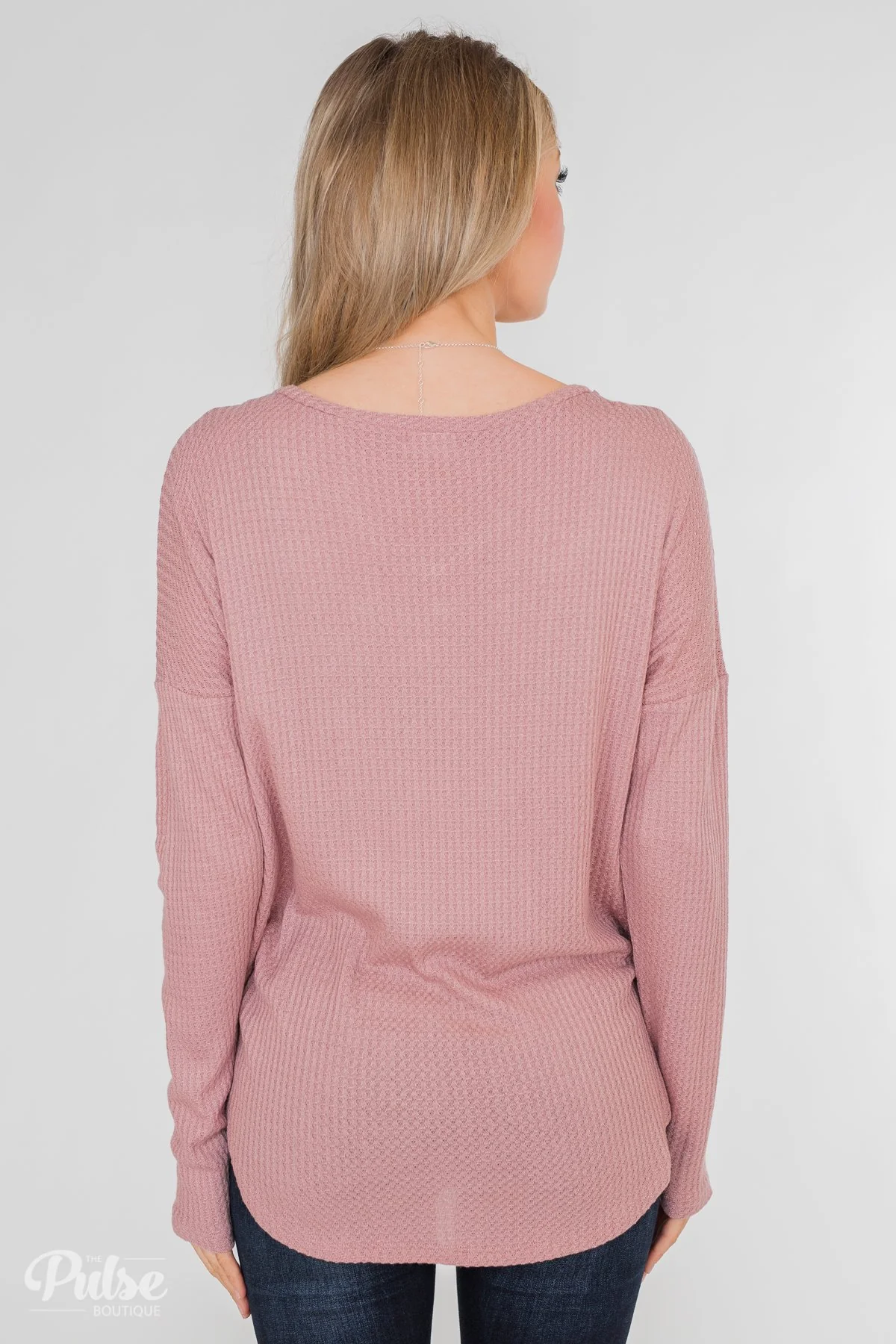 Dreams Come True Criss Cross Waffle Top- Mauve - Image 10