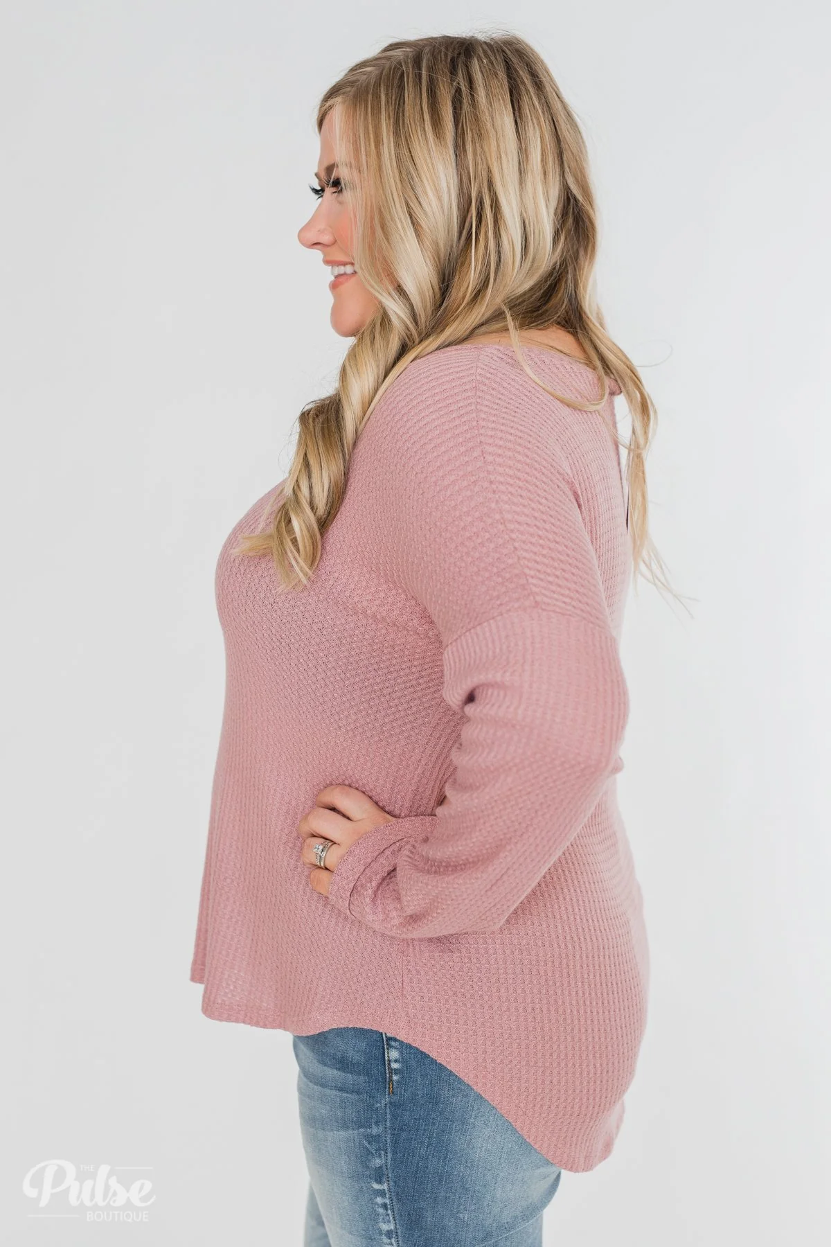 Dreams Come True Criss Cross Waffle Top- Mauve - Image 7