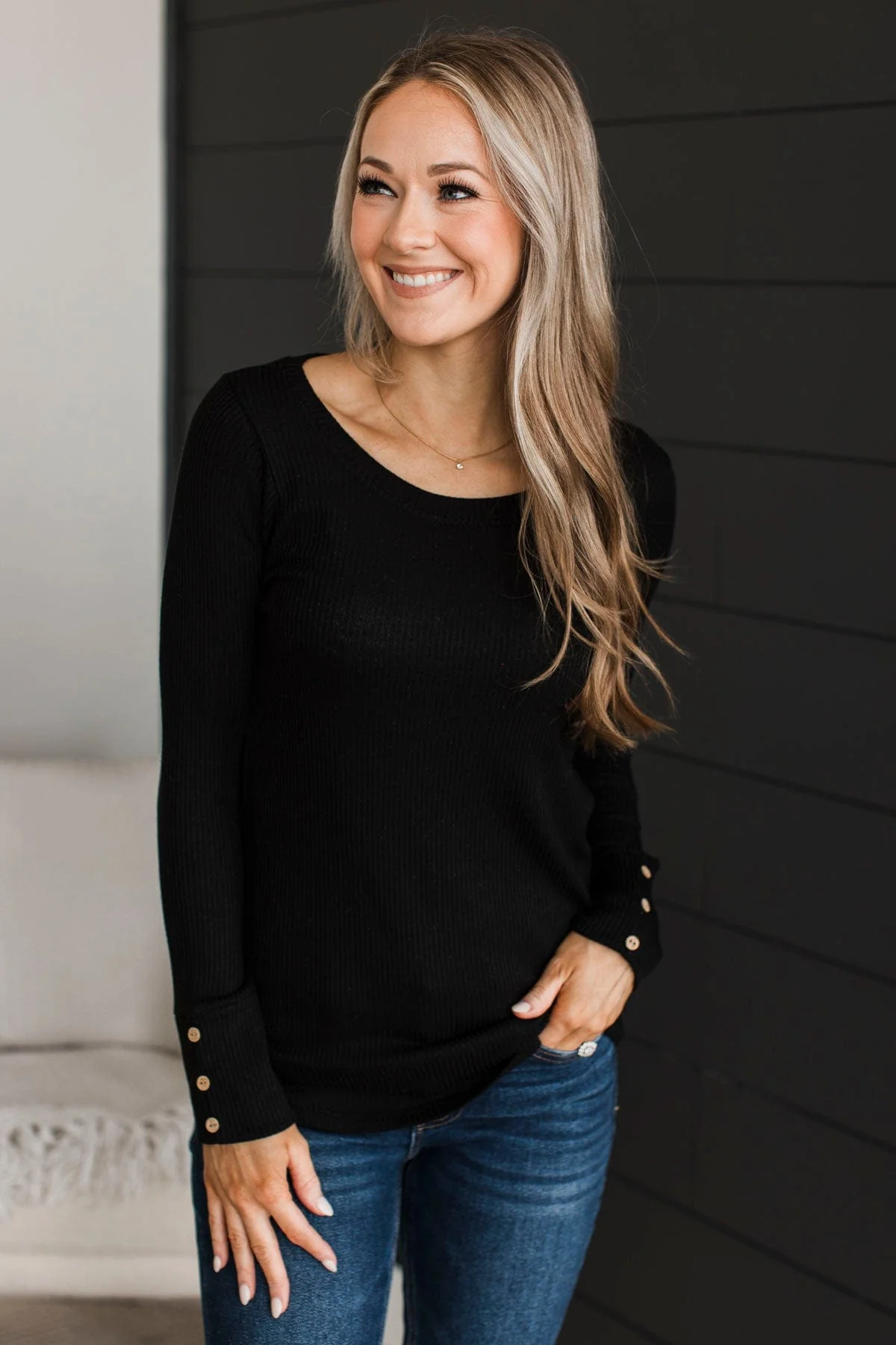 Dreams Of Forever Ribbed Top- Black - Image 5