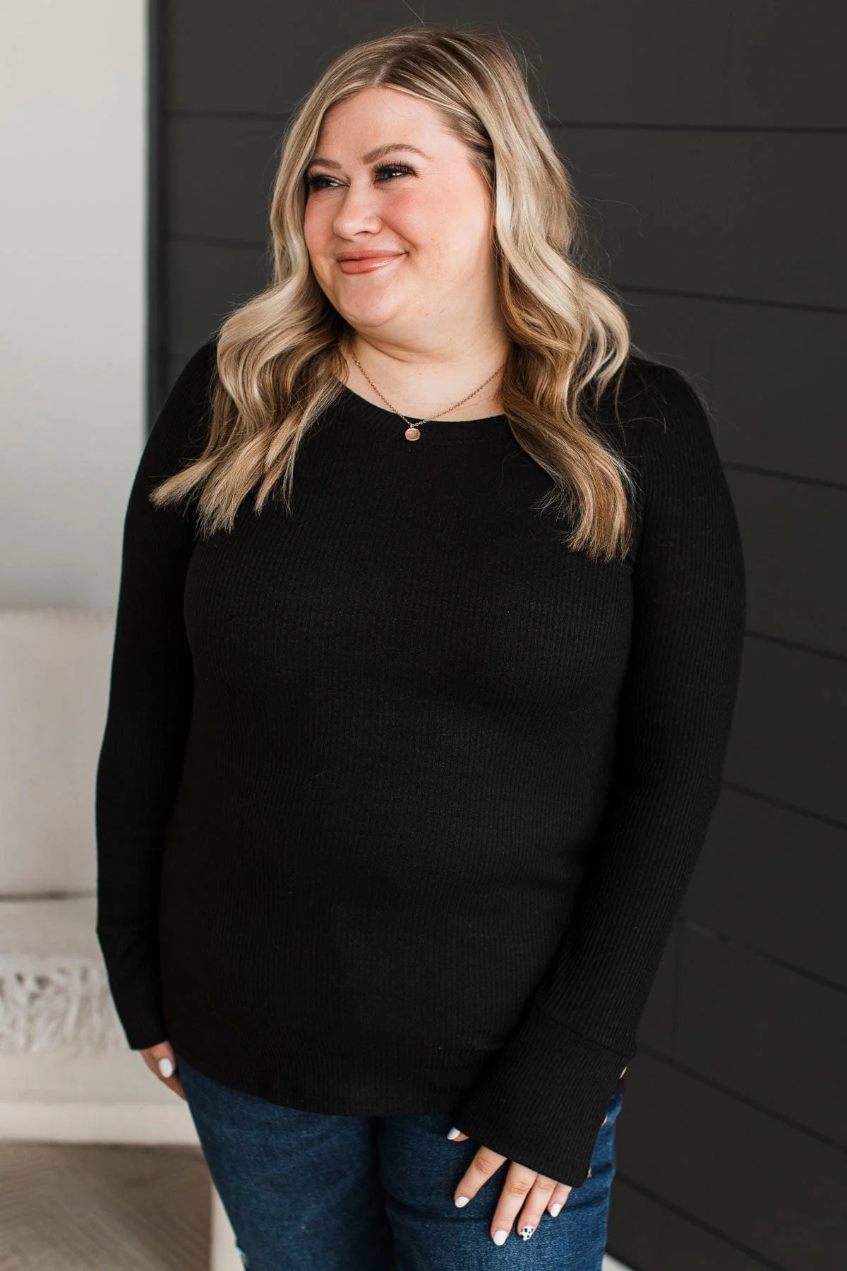 Dreams Of Forever Ribbed Top- Black - Image 8