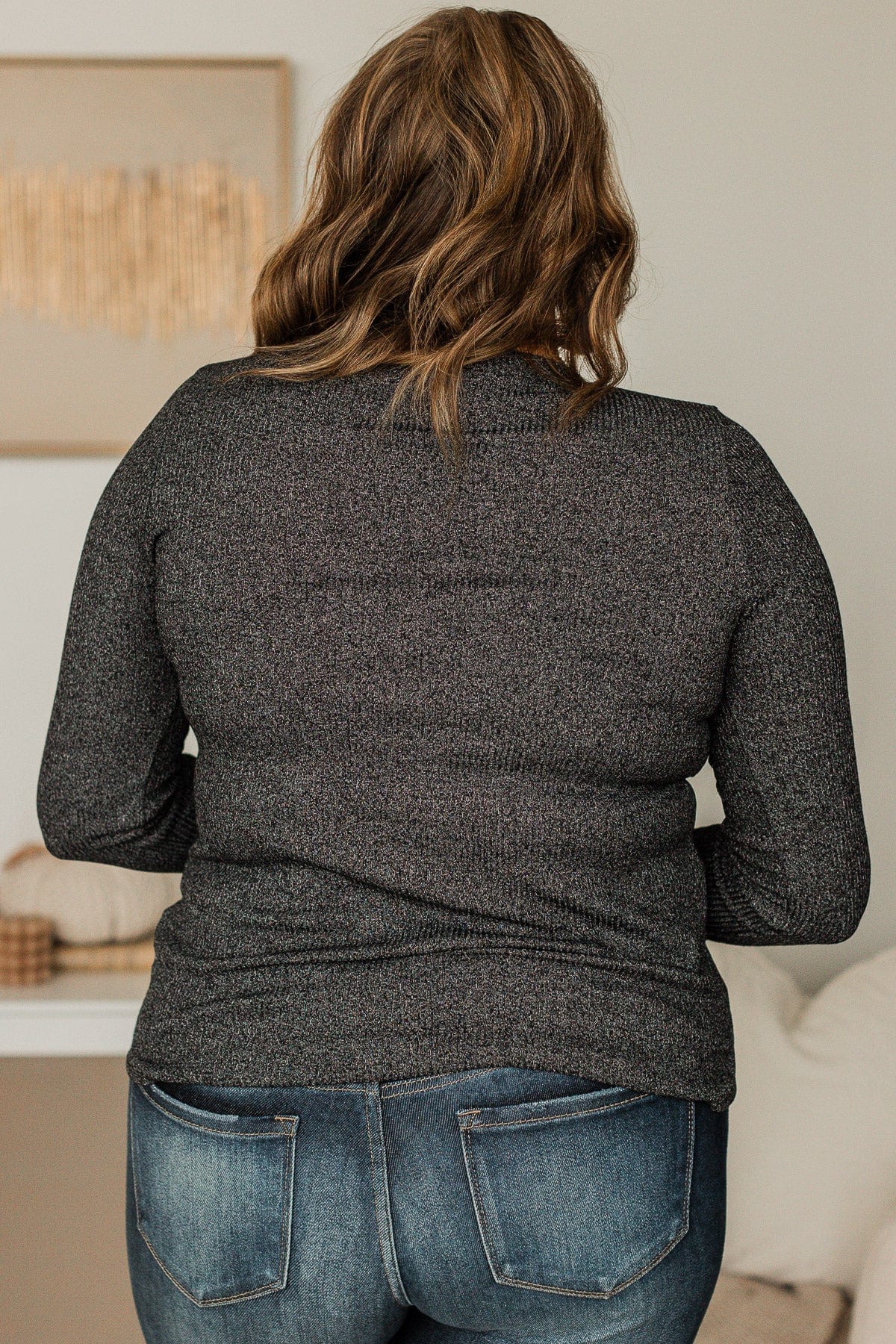 Dreams Of Forever Ribbed Top- Charcoal - Image 6