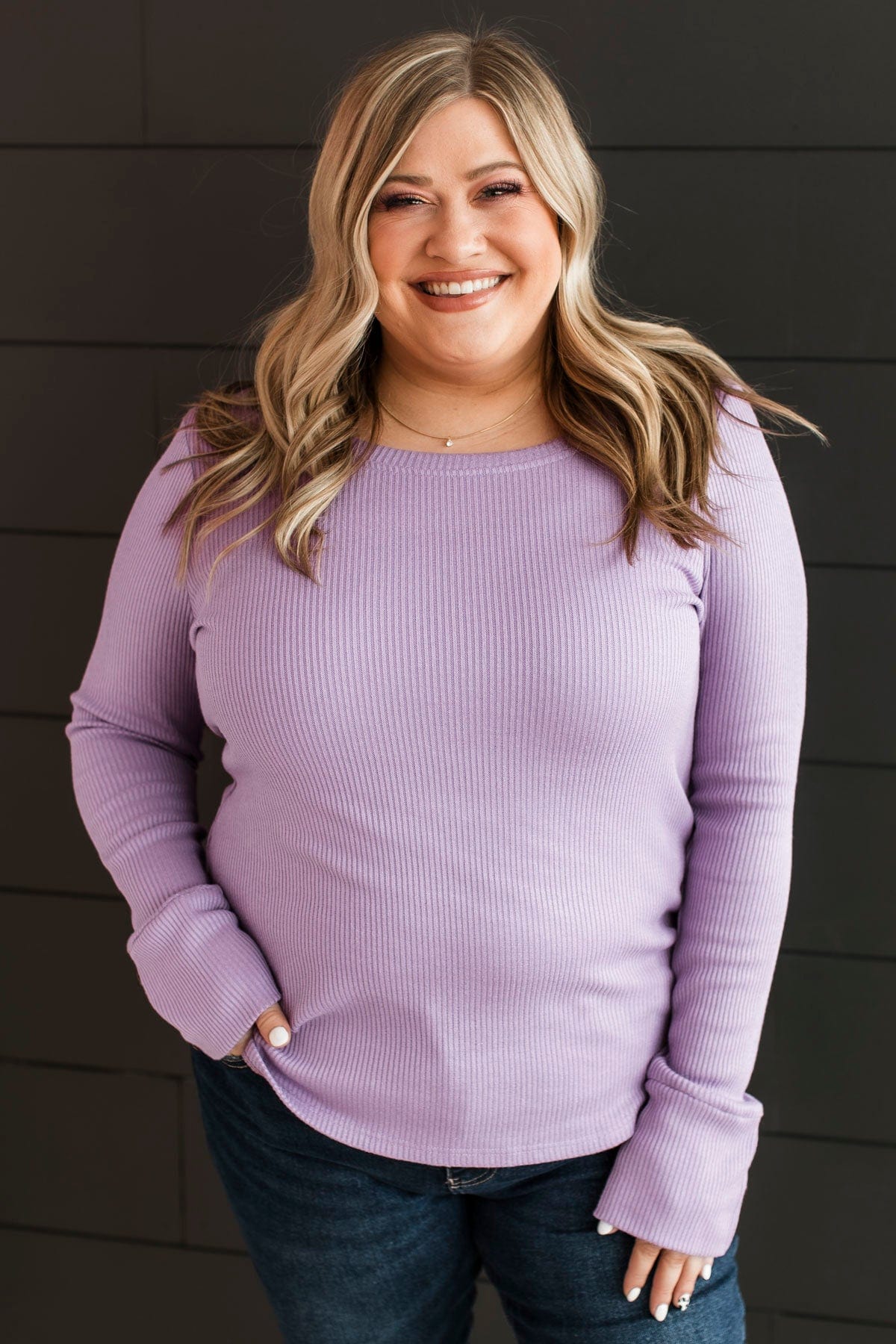 Dreams Of Forever Ribbed Top- Lavender - Image 2