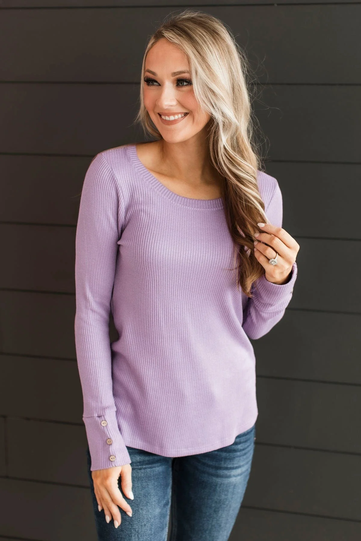 Dreams Of Forever Ribbed Top- Lavender - Image 3