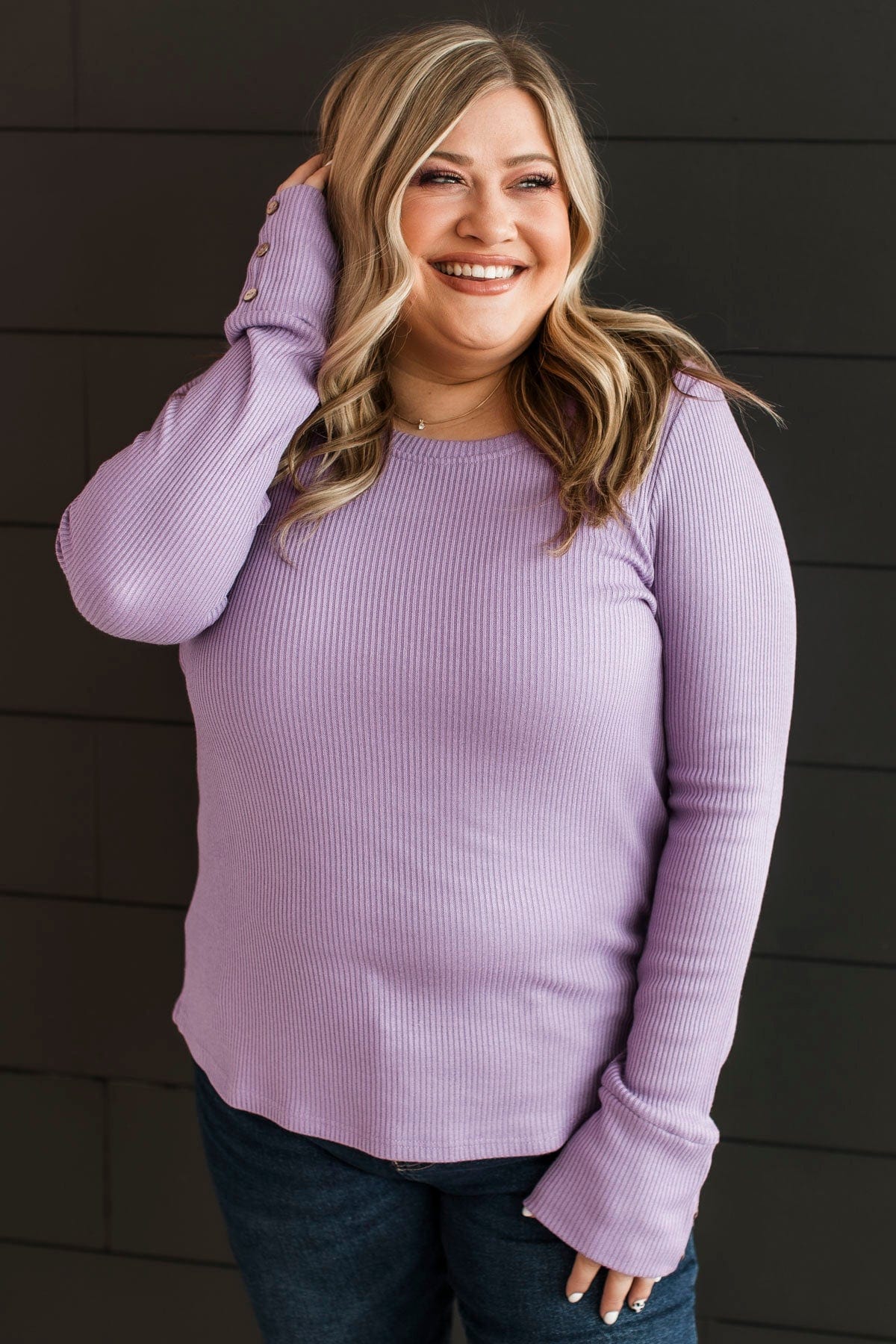 Dreams Of Forever Ribbed Top- Lavender - Image 4