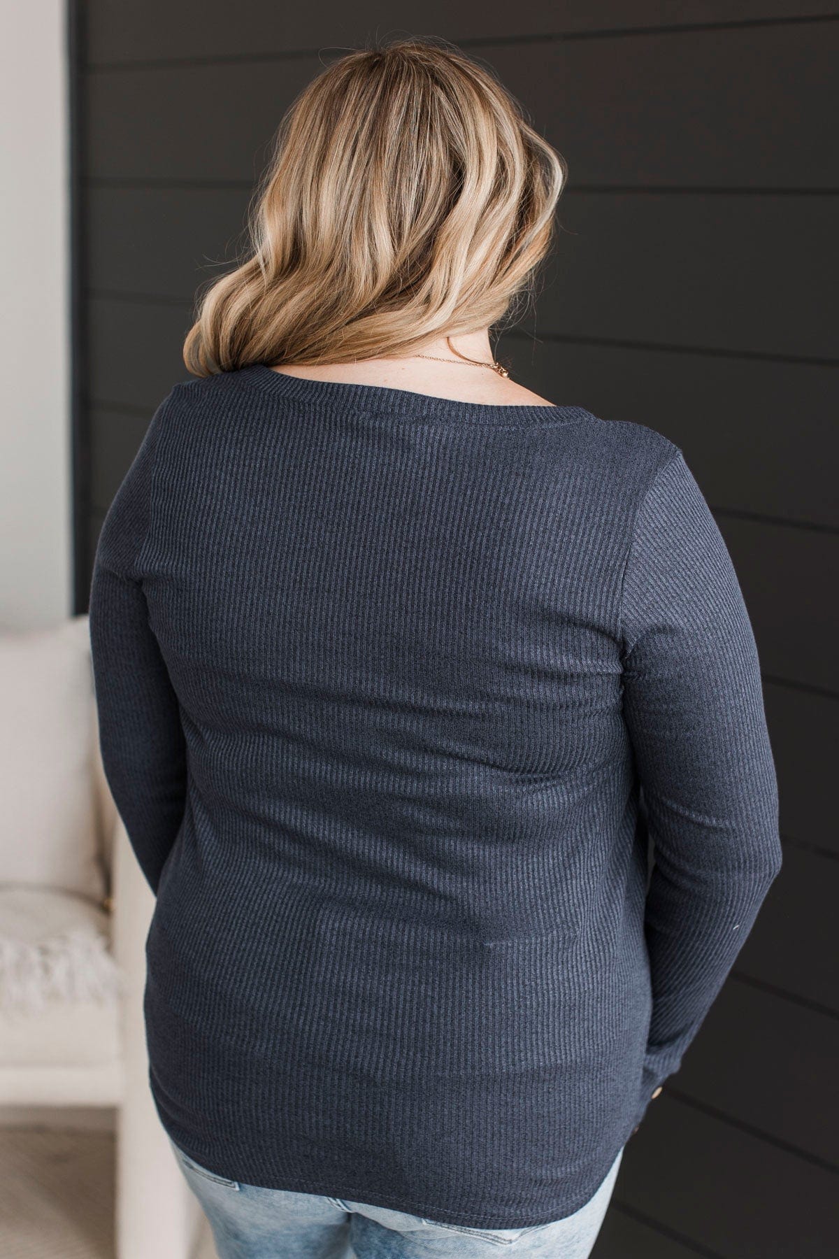 Dreams Of Forever Ribbed Top- Navy - Image 8