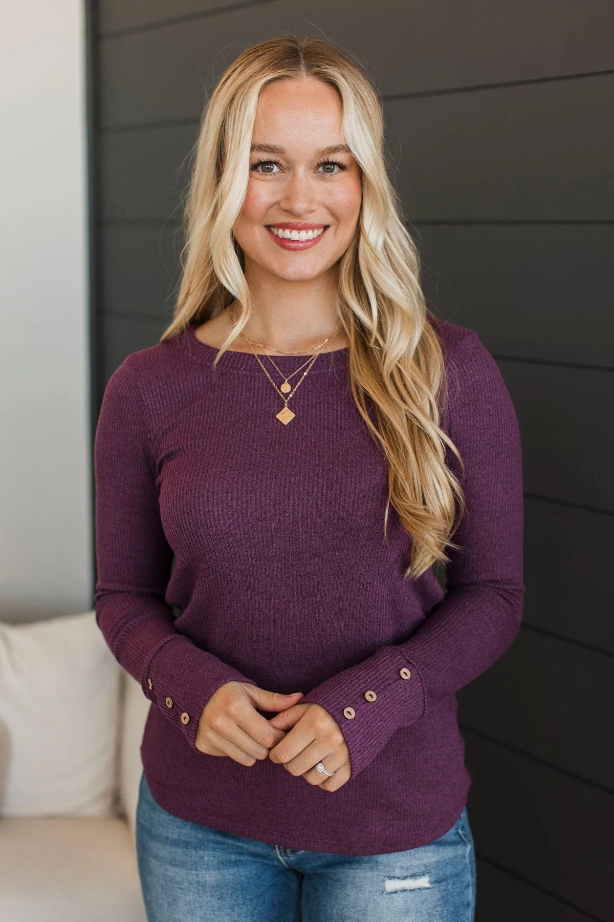 Dreams Of Forever Ribbed Top- Plum - Image 3