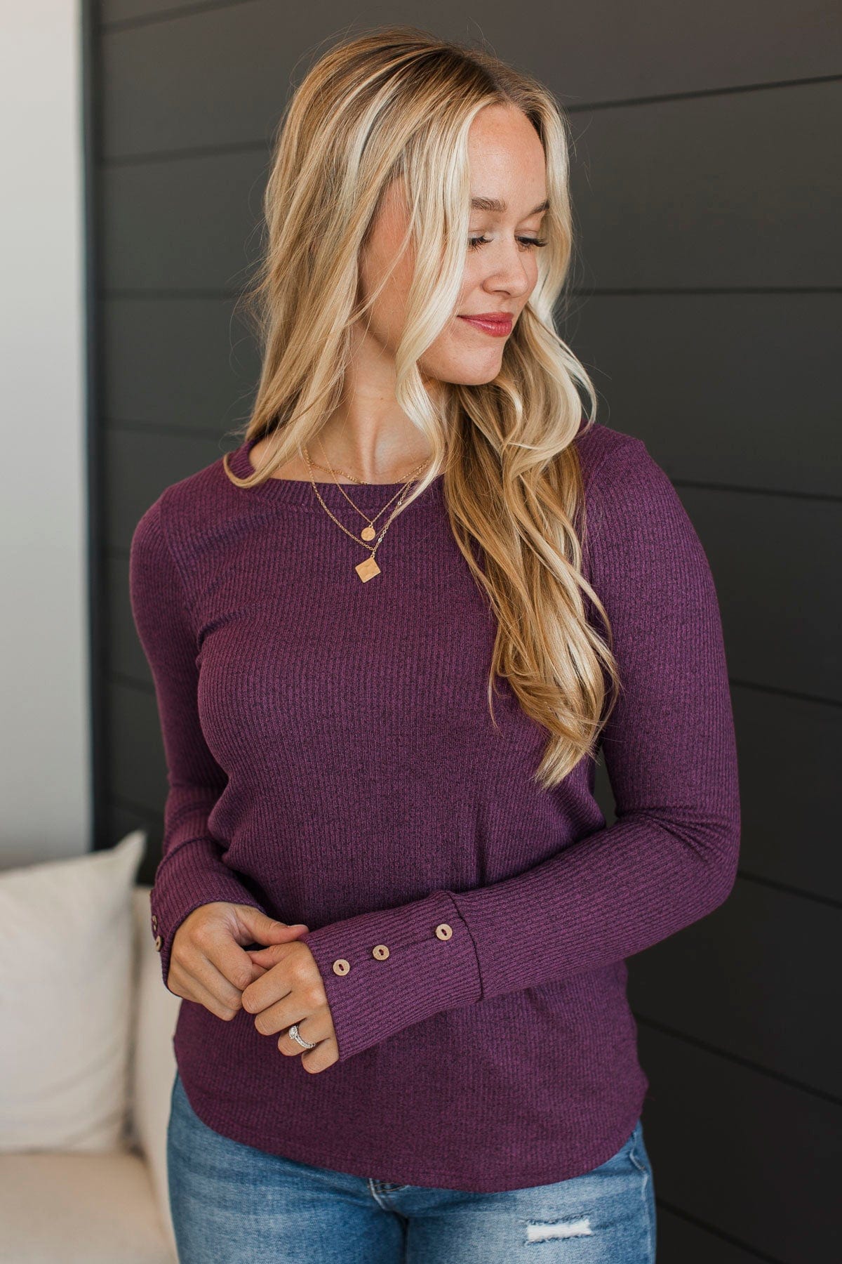Dreams Of Forever Ribbed Top- Plum - Image 5