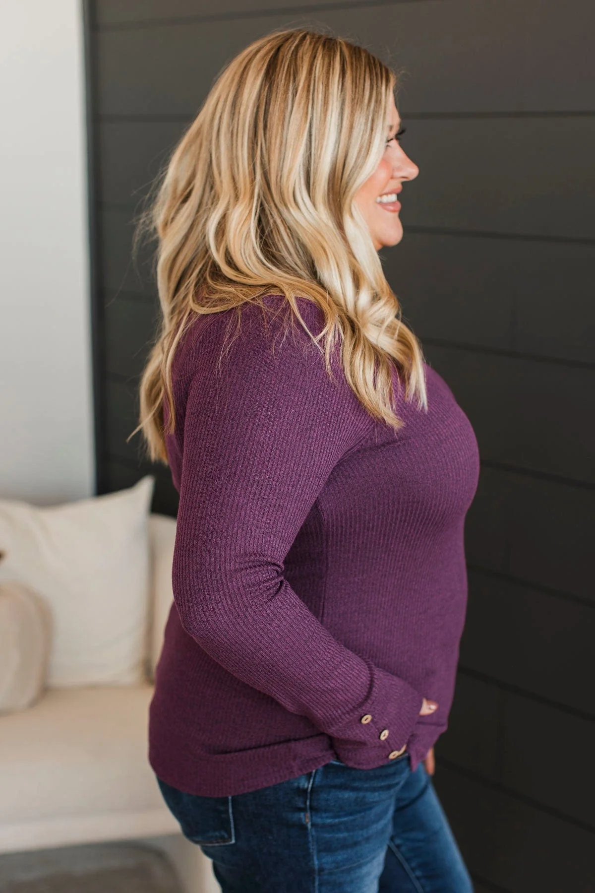 Dreams Of Forever Ribbed Top- Plum - Image 6