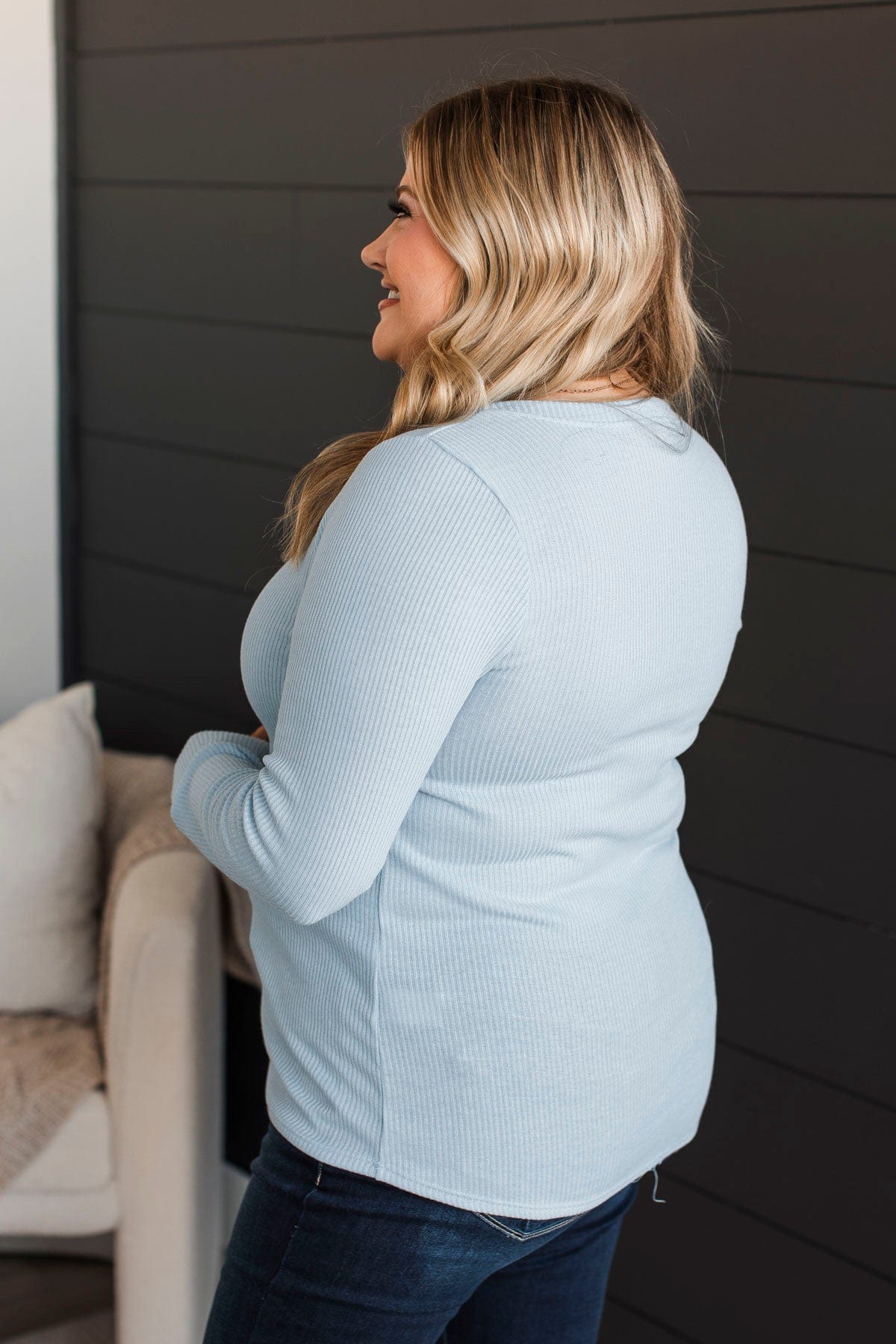 Dreams Of Forever Ribbed Top- Sky Blue - Image 6