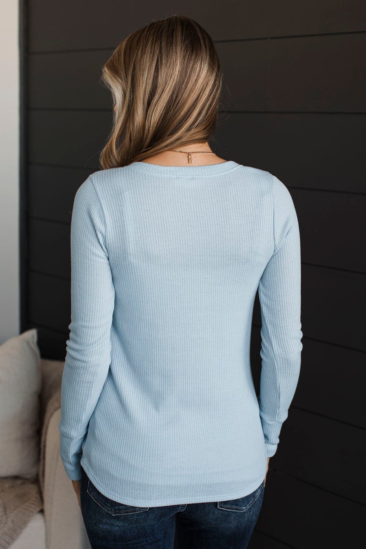 Dreams Of Forever Ribbed Top- Sky Blue - Image 7