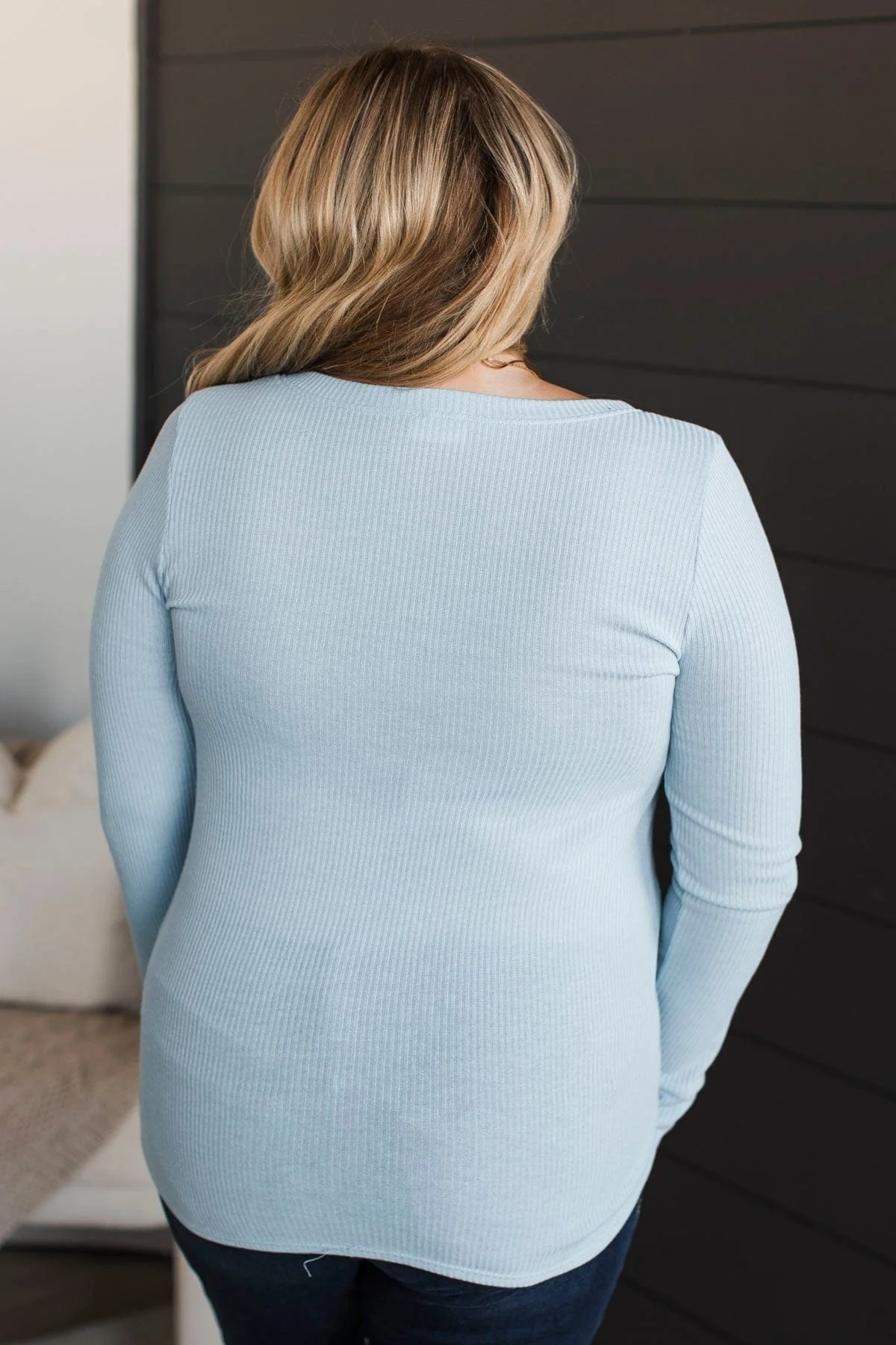 Dreams Of Forever Ribbed Top- Sky Blue - Image 8