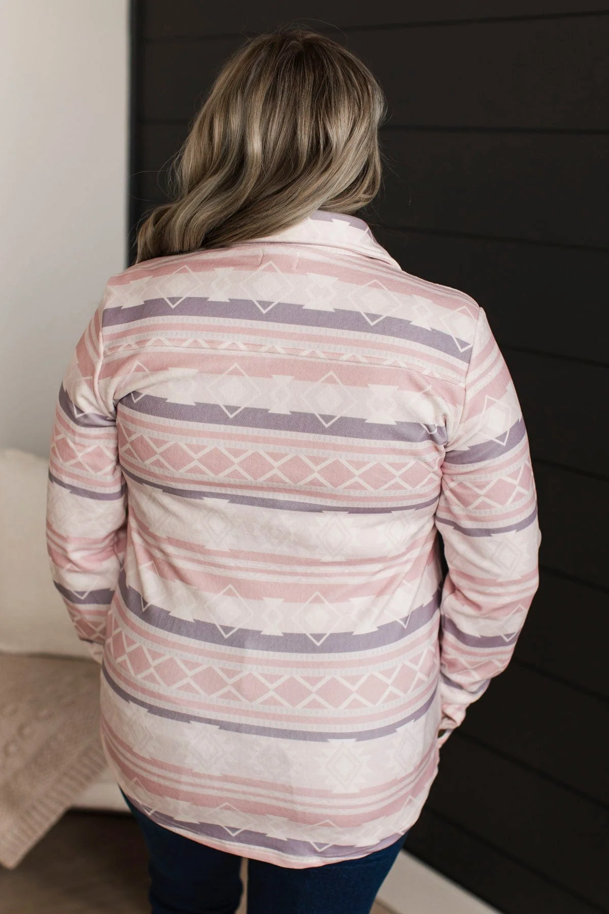 Dreamy Darling Lightweight Aztec Knit Jacket- Blush - Image 8