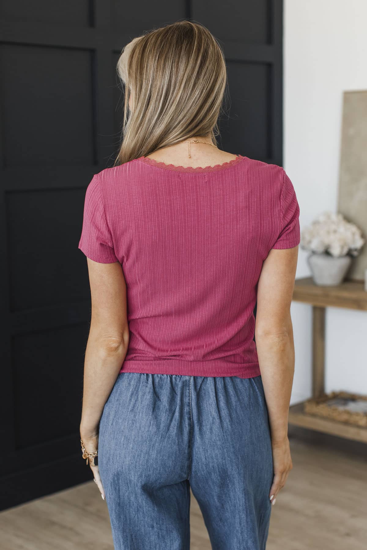 Dreamy Daze Short Sleeve Ribbed Top- Berry - Image 11