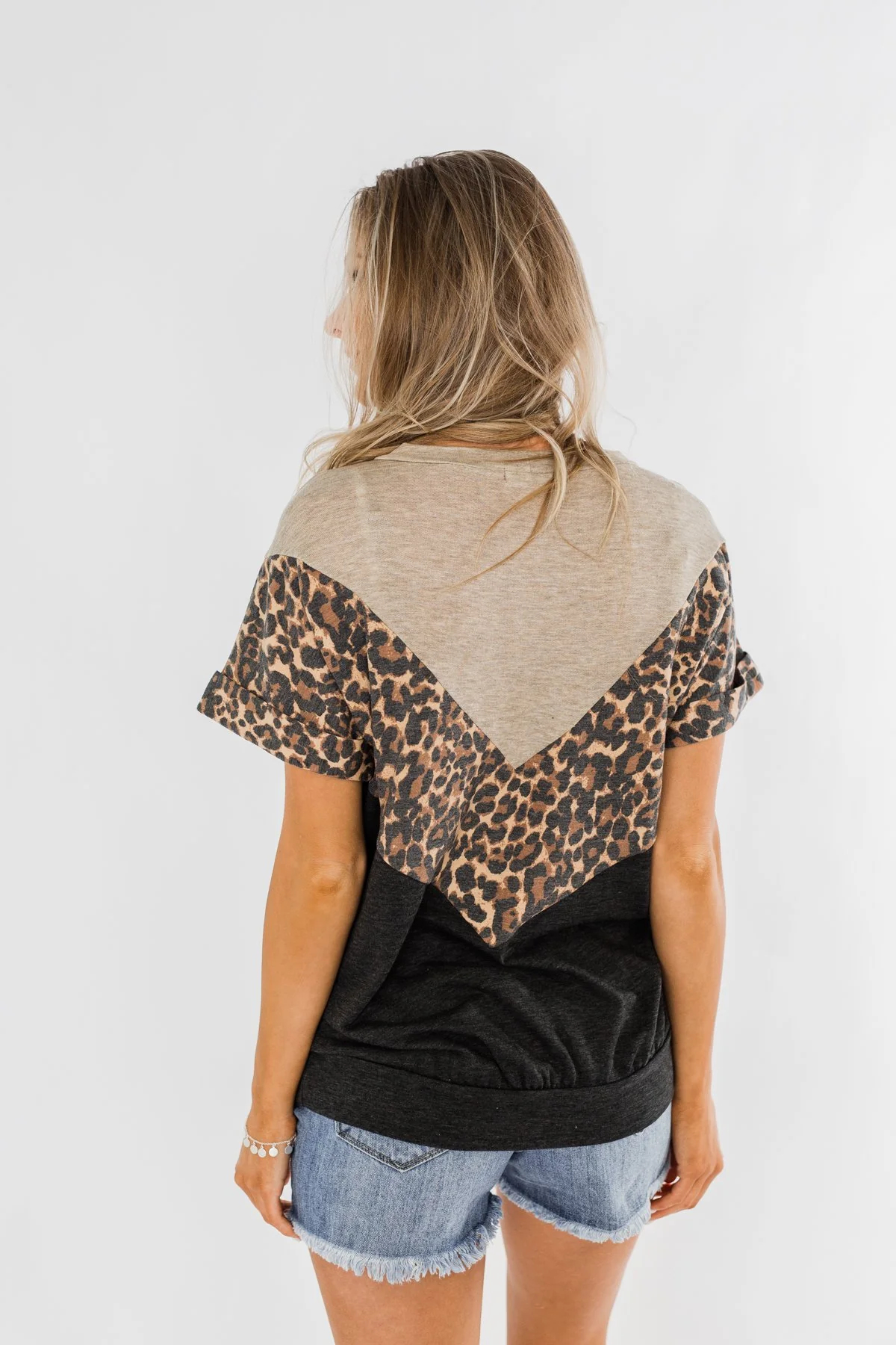 Drive Me Wild Leopard Color Block Top- Black & Taupe - Image 8