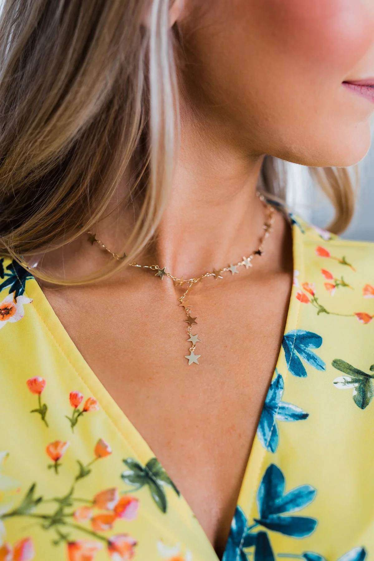 Drop-Down Star Necklace- Gold - Image 2