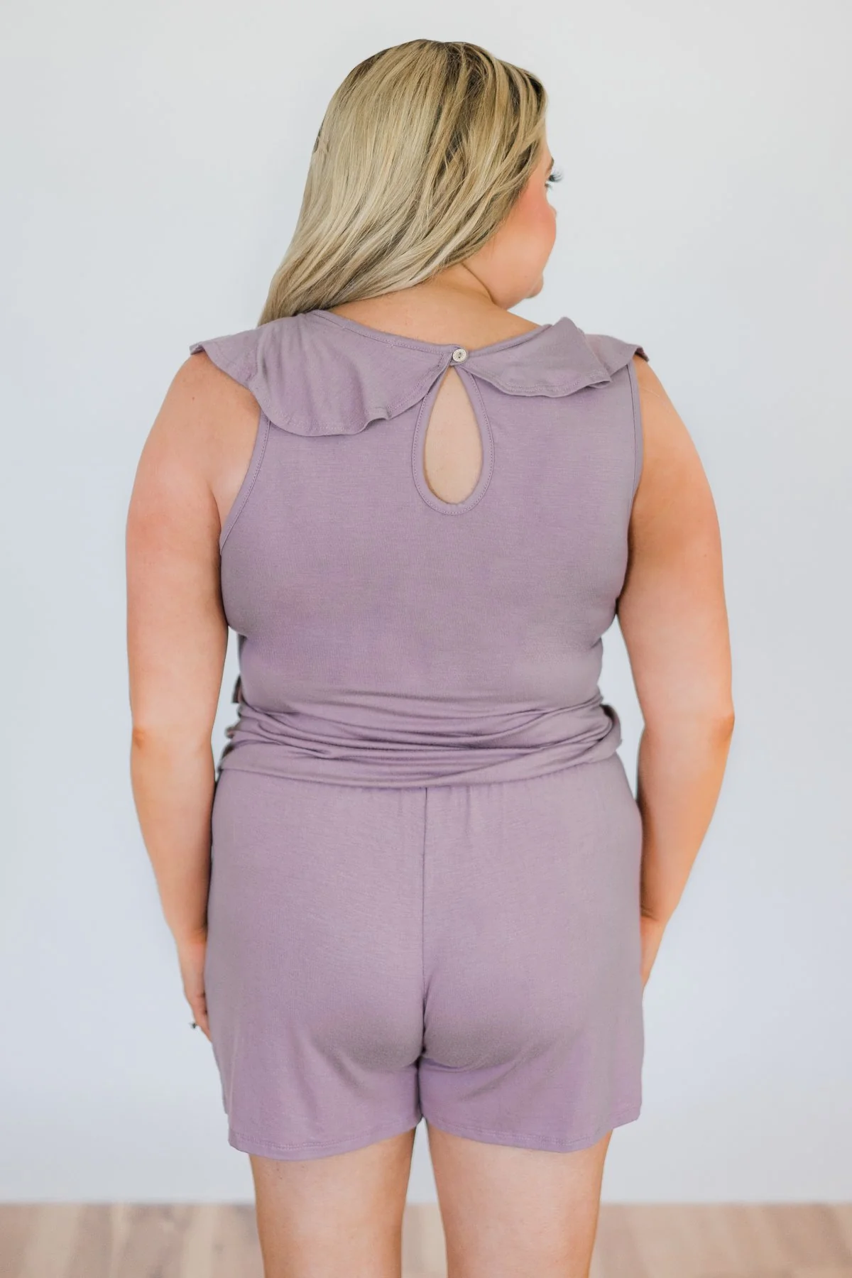 Dusty Purple Ruffle Romper - Image 8