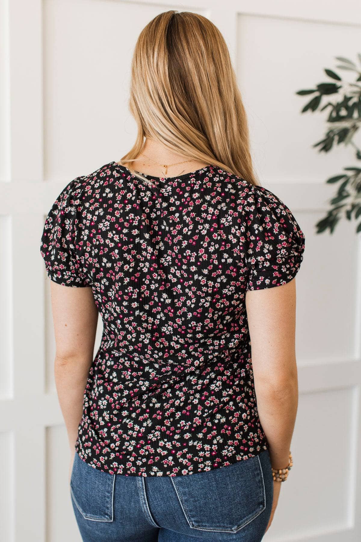 Eager For The Day Floral Top- Black - Image 7