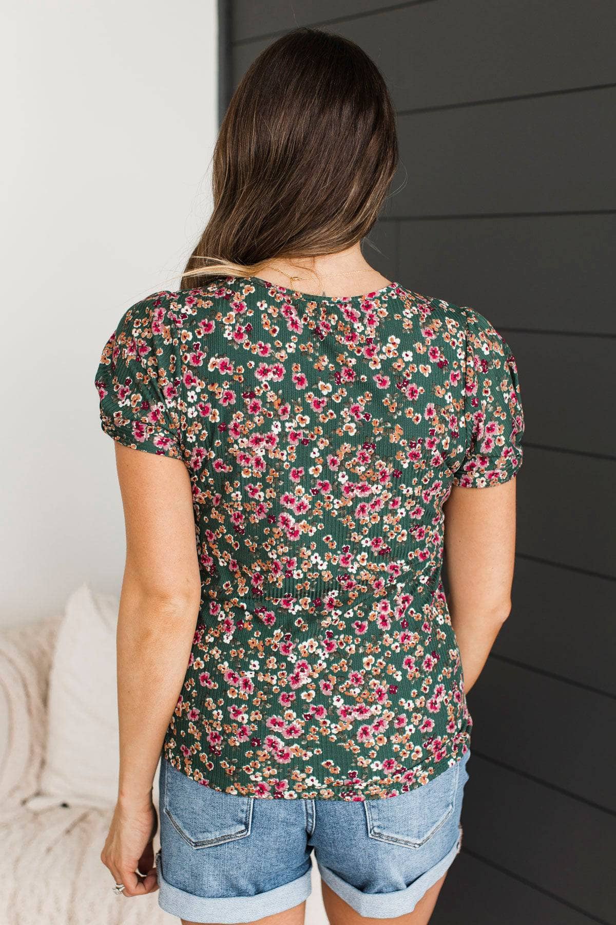 Eager For The Day Floral Top- Hunter Green - Image 7