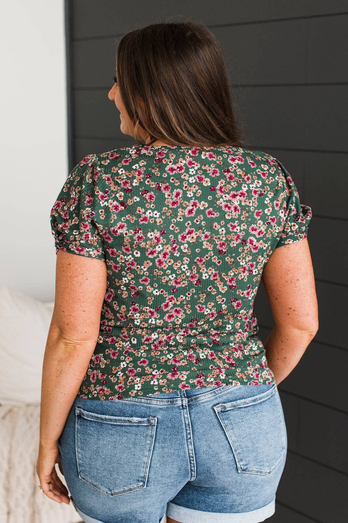 Eager For The Day Floral Top- Hunter Green - Image 8