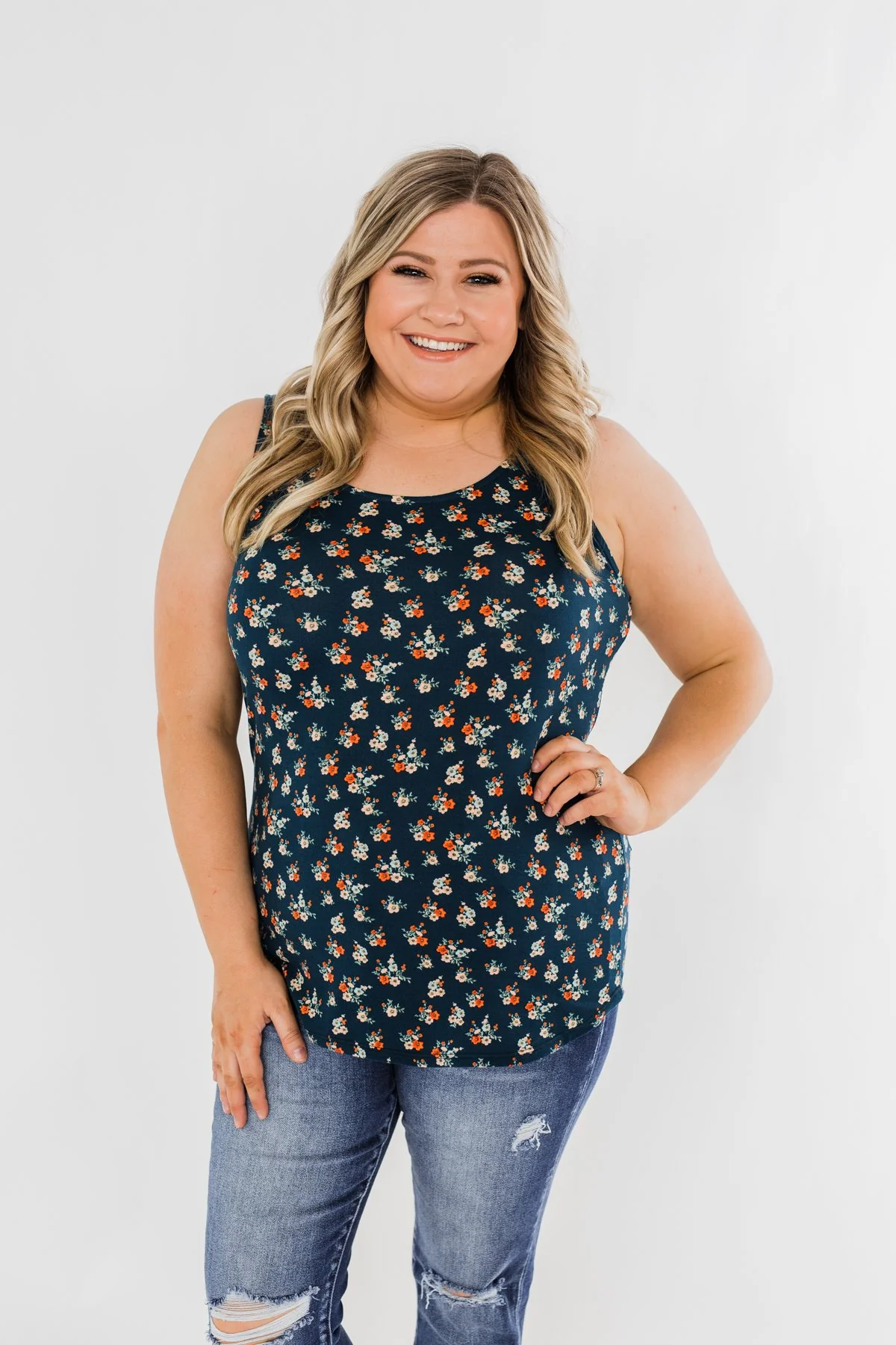 Easily Attracted Floral Tank Top- Dark Teal - Image 3
