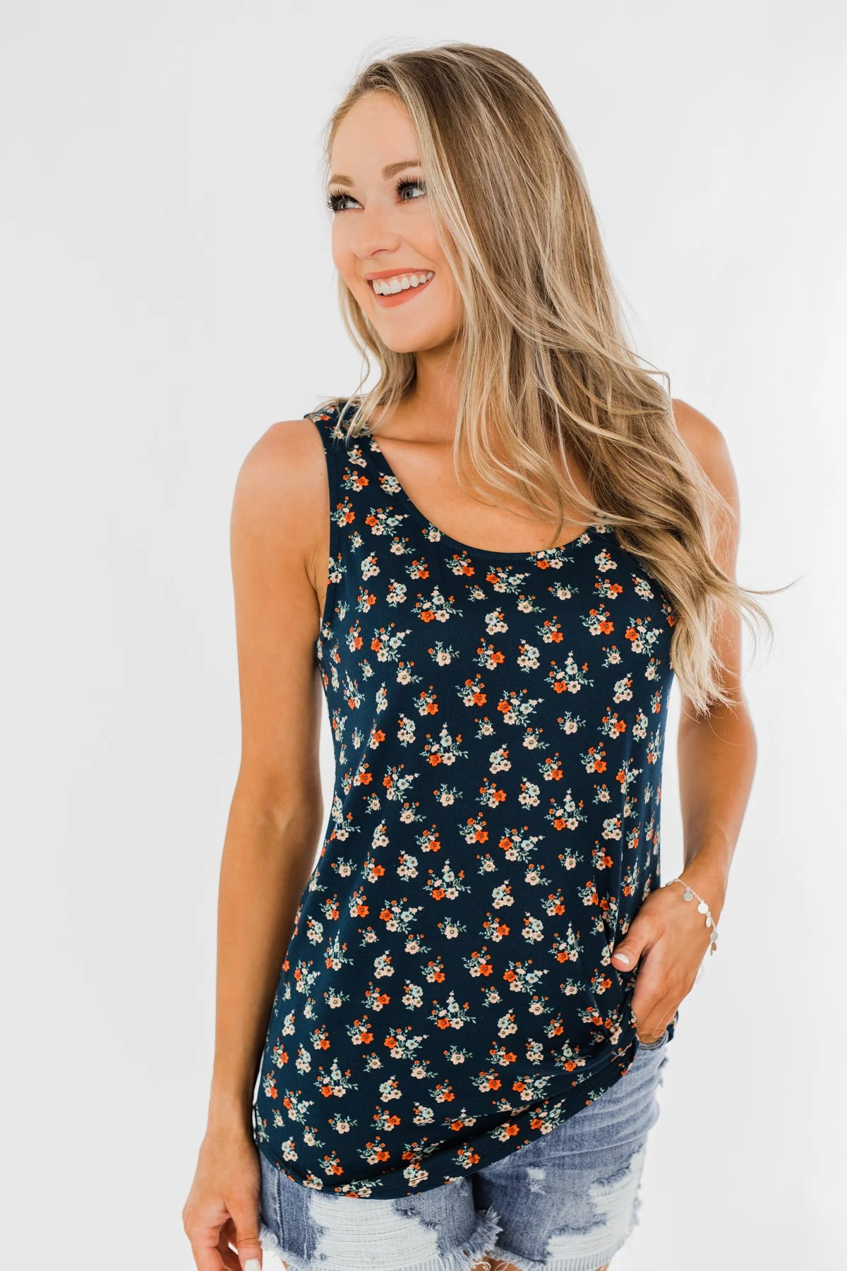 Easily Attracted Floral Tank Top- Dark Teal - Image 4