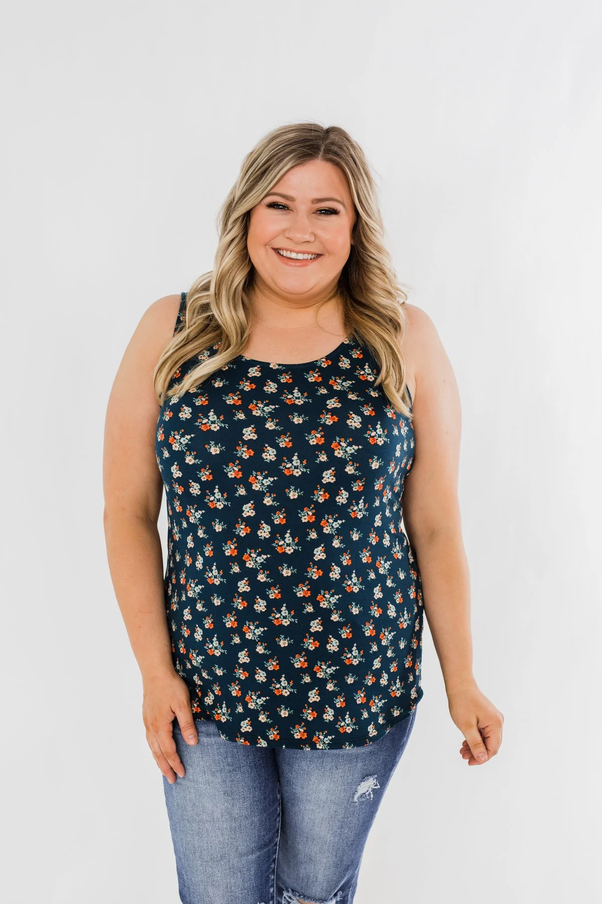 Easily Attracted Floral Tank Top- Dark Teal - Image 5