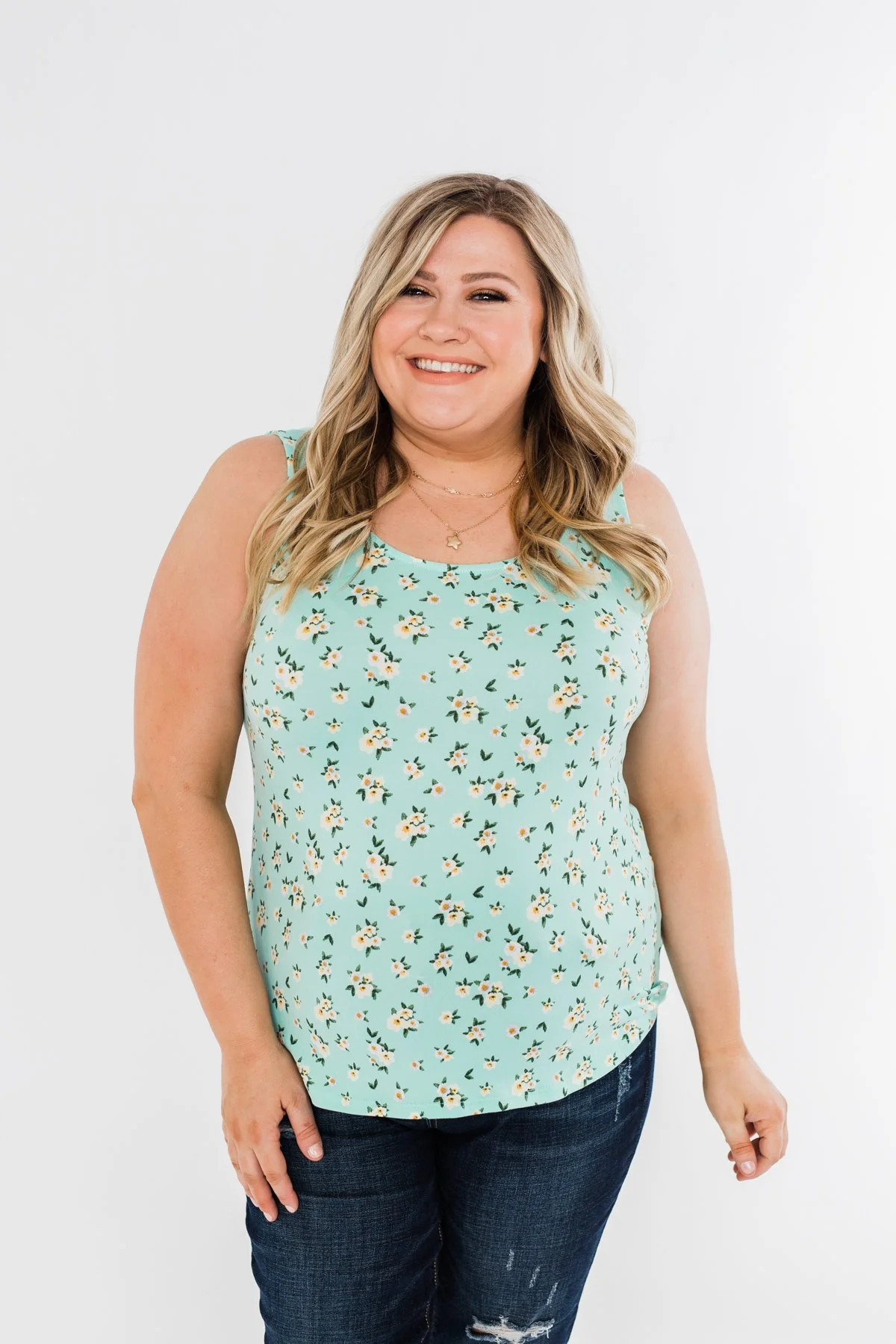 Easily Attracted Floral Tank Top- Mint - Image 2